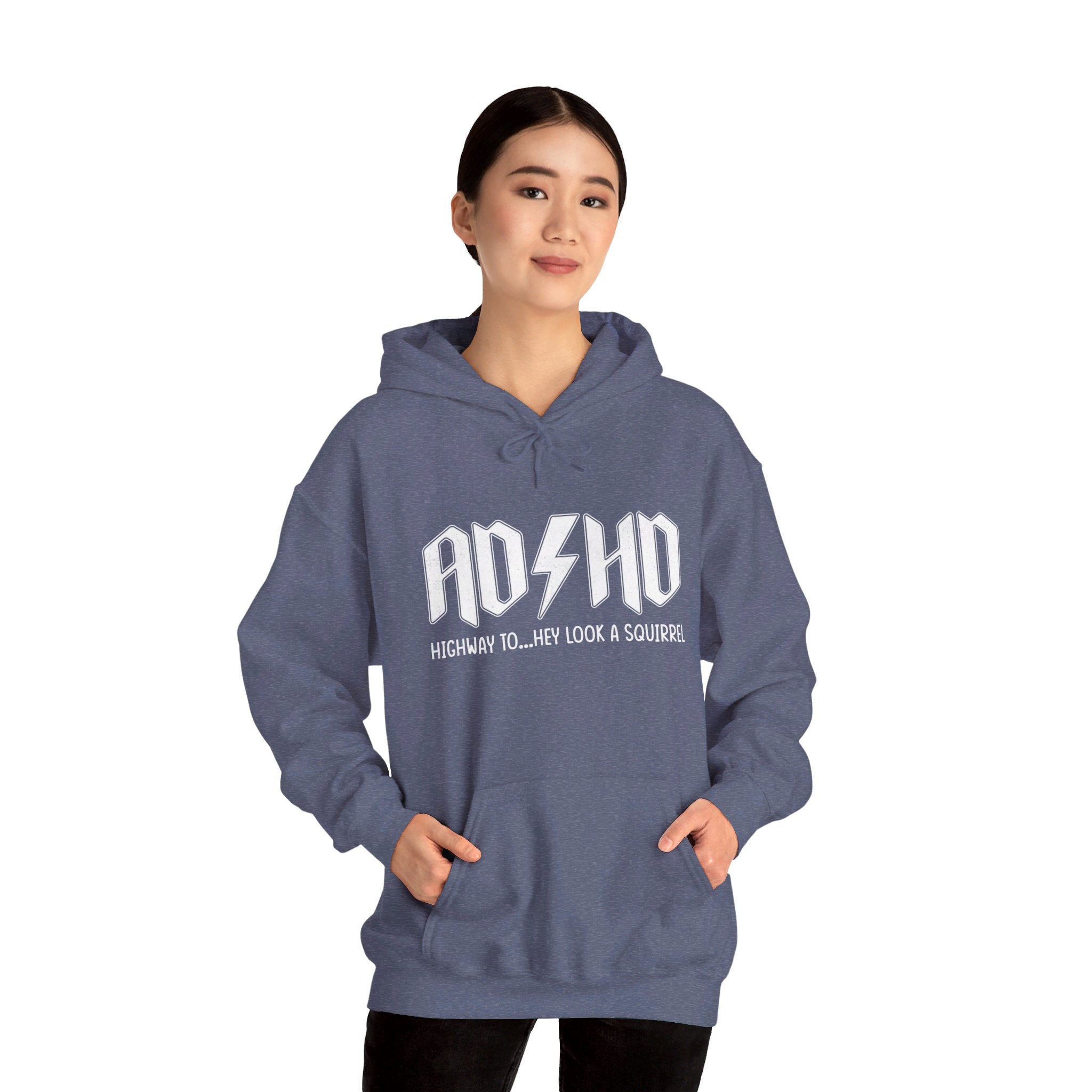 AD HD Highway to... Hey Look a Squirrel Hoodie, Funny Adhd Hoodie, Mental Health Hoodie, Motivational Hoodie, Cool Adhd Hoodie