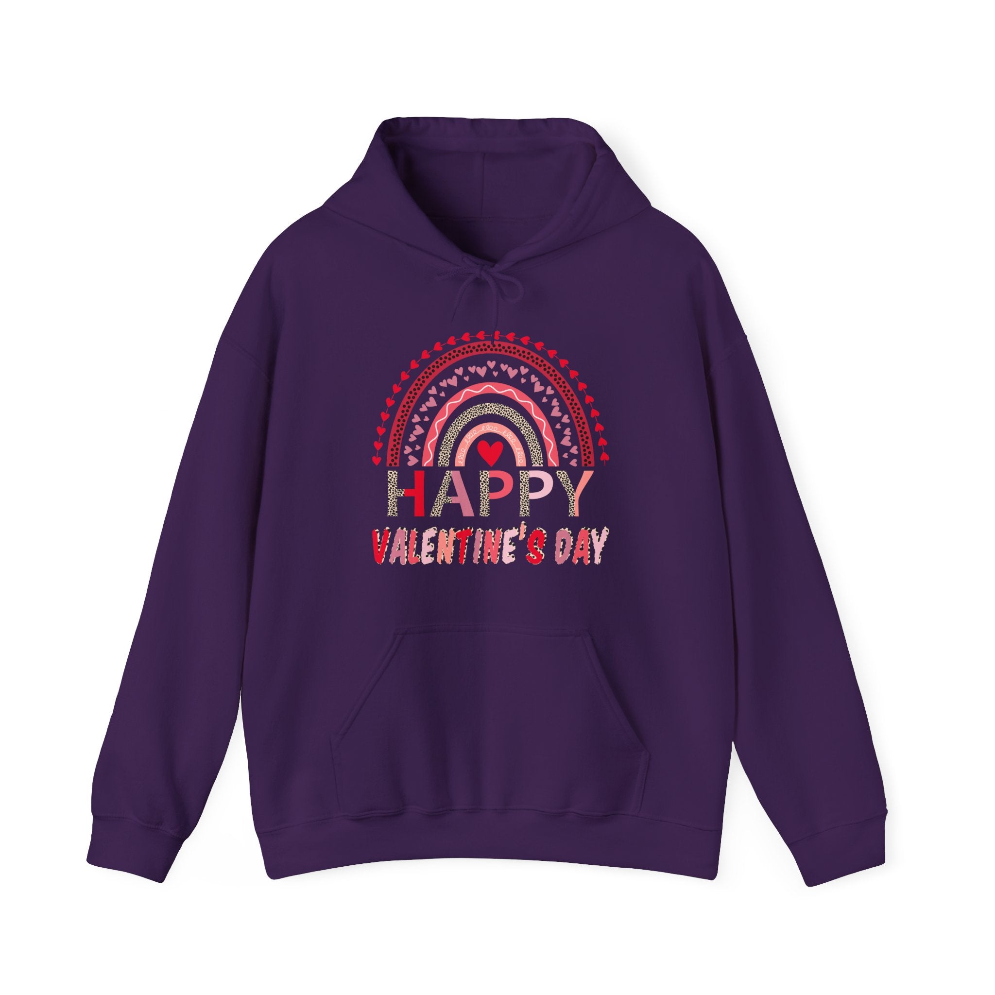 Happy Valentines Day Leopard Rainbow Red Women Valentine Men Hoodie Graphic Print Hooded Sweatshirt