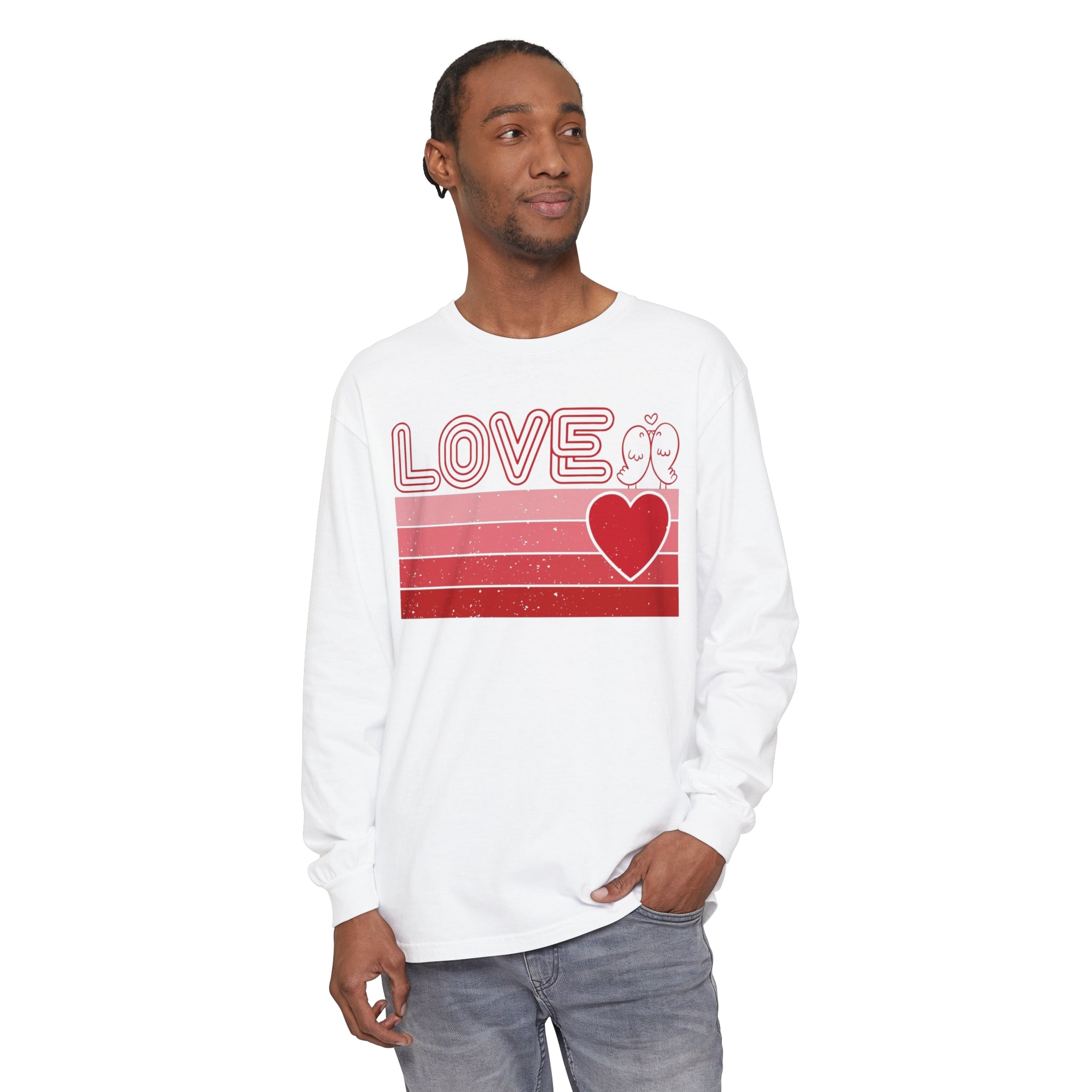 Retro Love Valentines Day Long Sleeve T-Shirt, Valentines Day Shirts For Woman, Heart Shirt, Cute Valentine Shirt, Valentines Day Gift, Valentines Gift