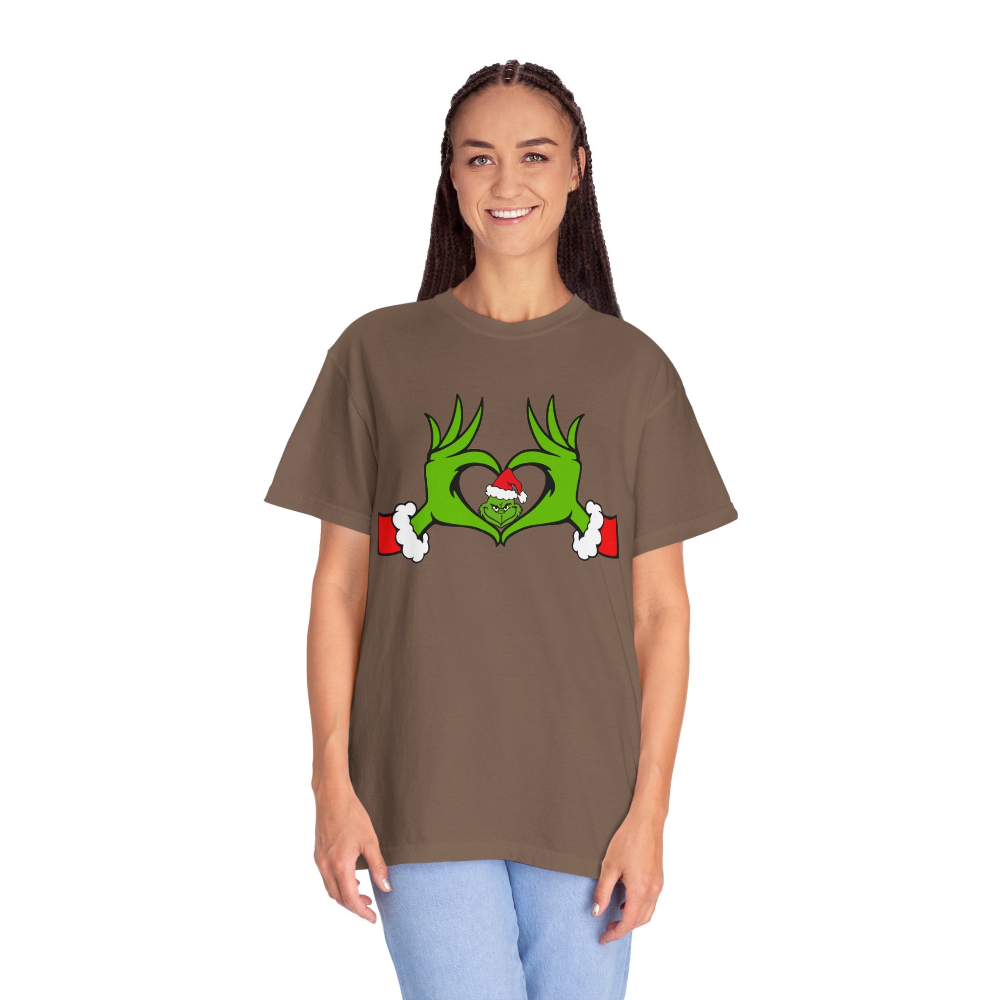 Grinch Heart Hands Graphic Tees, Grinch T-Shirt, Christmas Shirt, Xmas Clothing, Holiday T Shirts, Christmas Gifts, Christmas Party Shirt, Grinchmas T-shirt