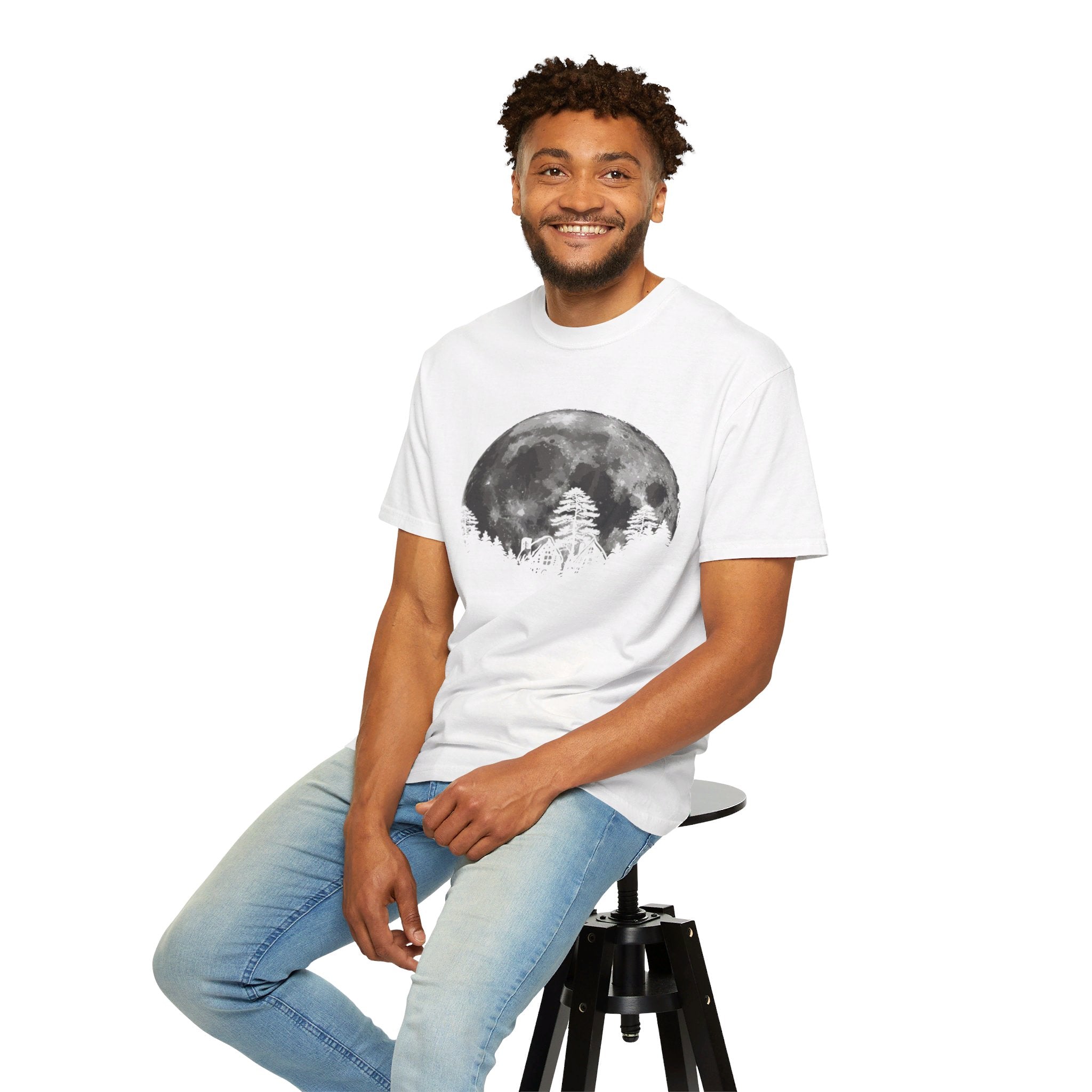 Men’s Graphic Tees, Moon & Cabin, Moon T Shirt, Men Printed TShirt Men’s/Unisex, Nature Gifts for Men, Astronomy Gifts