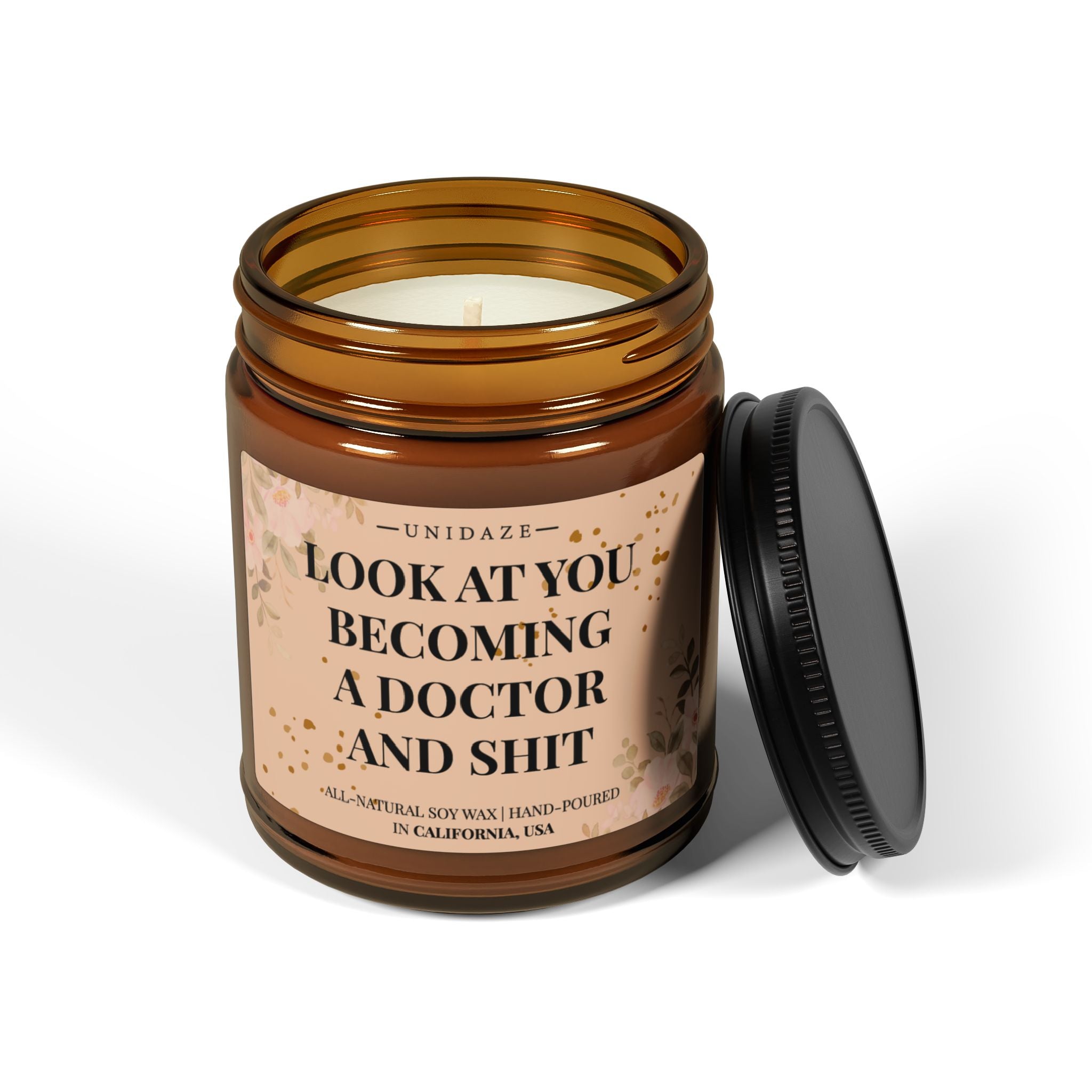UNIDAZE Look At You Becoming A Doctor Gift Box, Funny Doctorate Graduation Gift, Doctoral Student Modern Candle Gift, PHD Degree Medical School Gift Printify Assembled in the USA Assembled in USA candles Decor graduation candle Home & Living Home Decor Made in the USA Made in USA