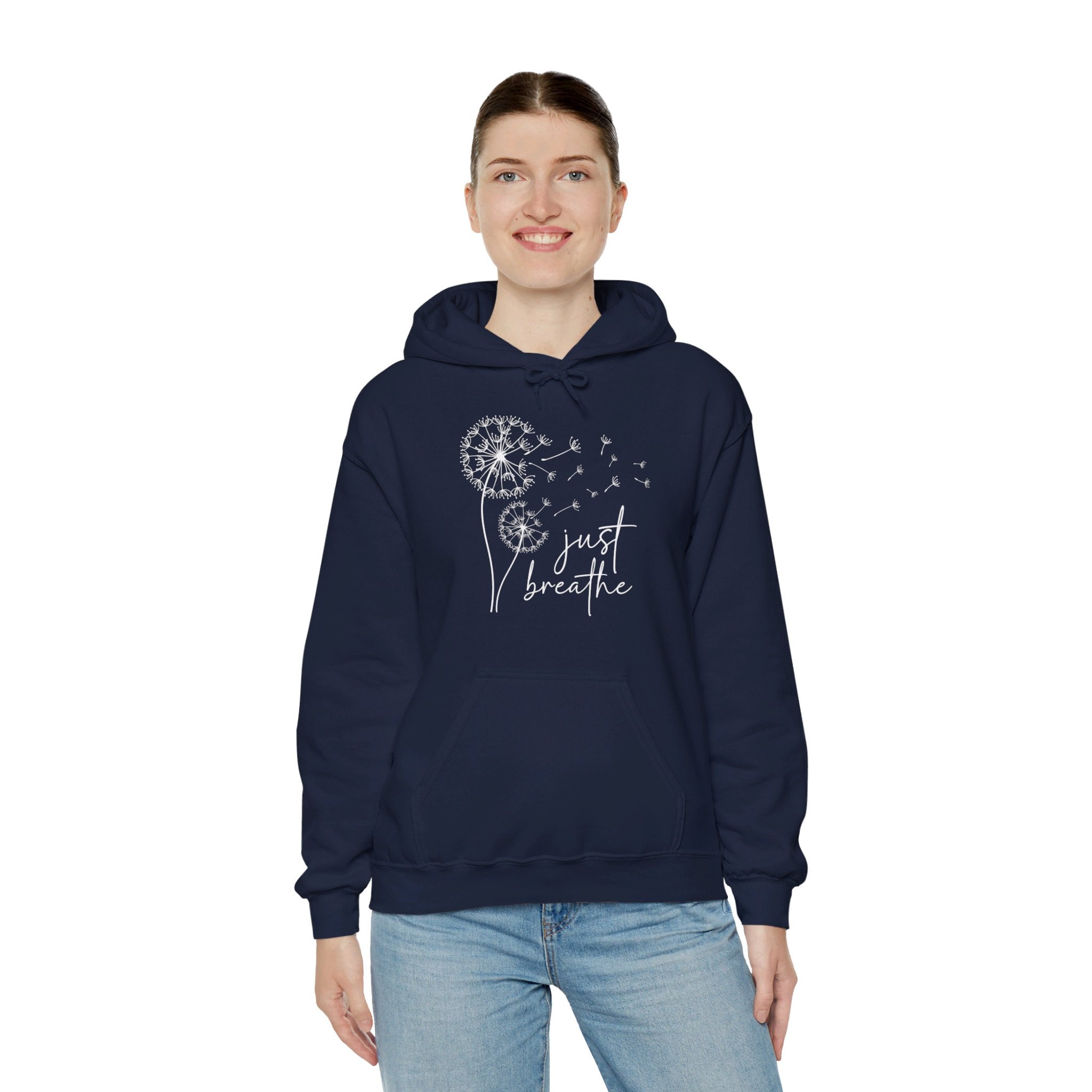 Just Breathe Hoodie, Blowing Dandelion Hoodie, Motivational Hoodie, Mental Health Hoodie, Yoga Sweater, Positive Clothing