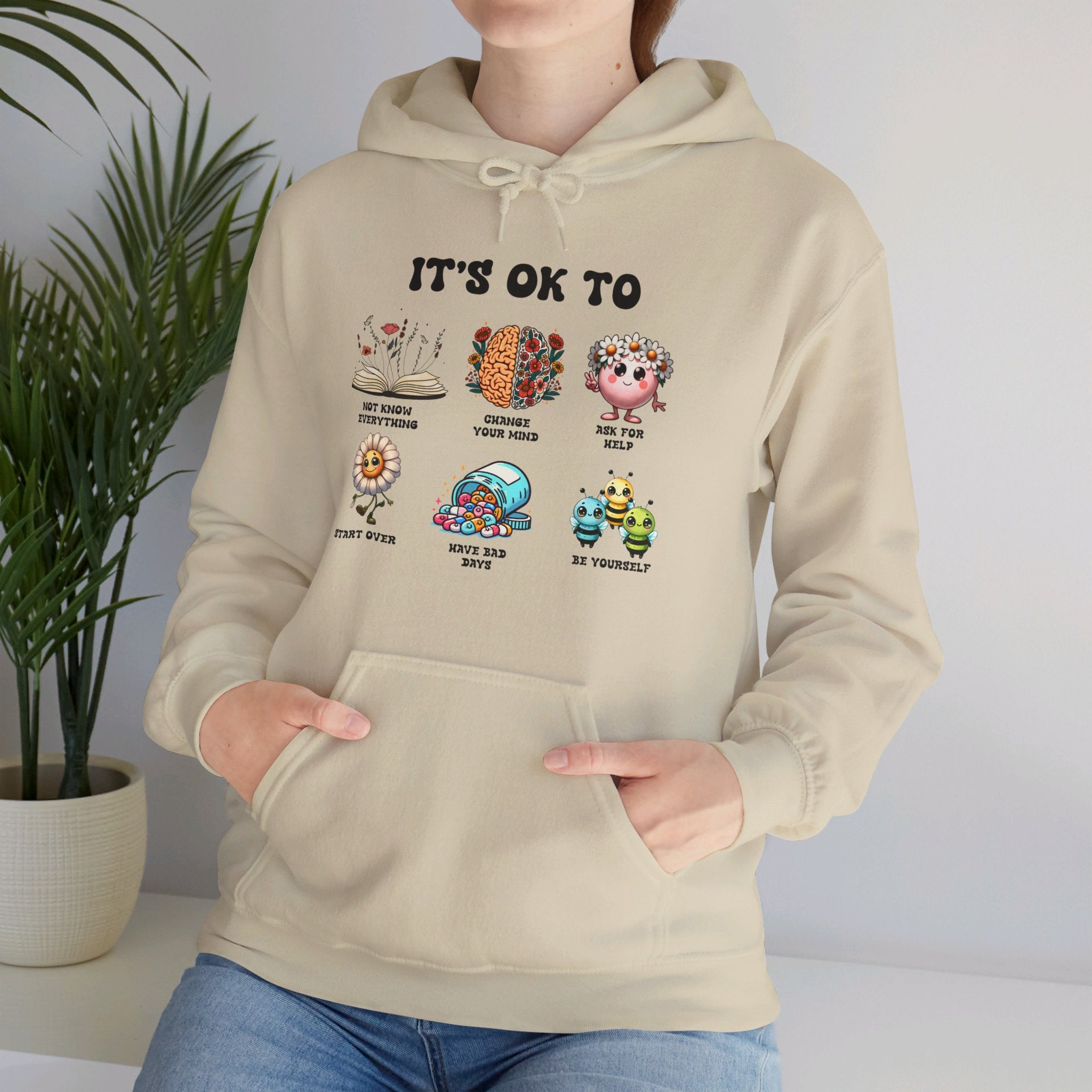 Mental Health its ok to be yourself, Teacher Hoodie, School Counselor, Positive affirmations, Therapist SPED Teacher SLP saying Hoodie