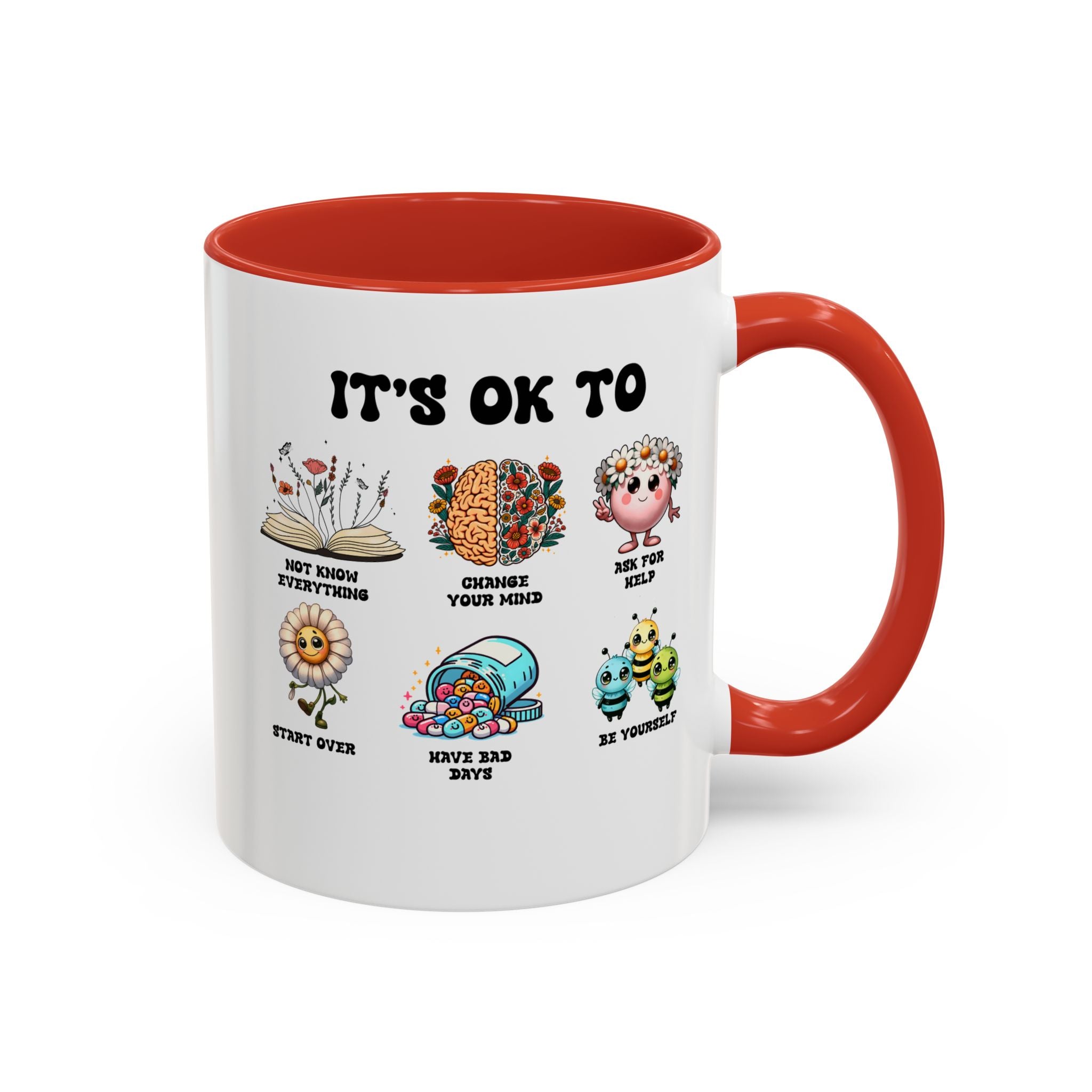 Teacher Coffee Mug, Mental Health Mug, Feeling Positive Mug, Diversity, Be Yourself, Therapist School Counselor Mug its ok