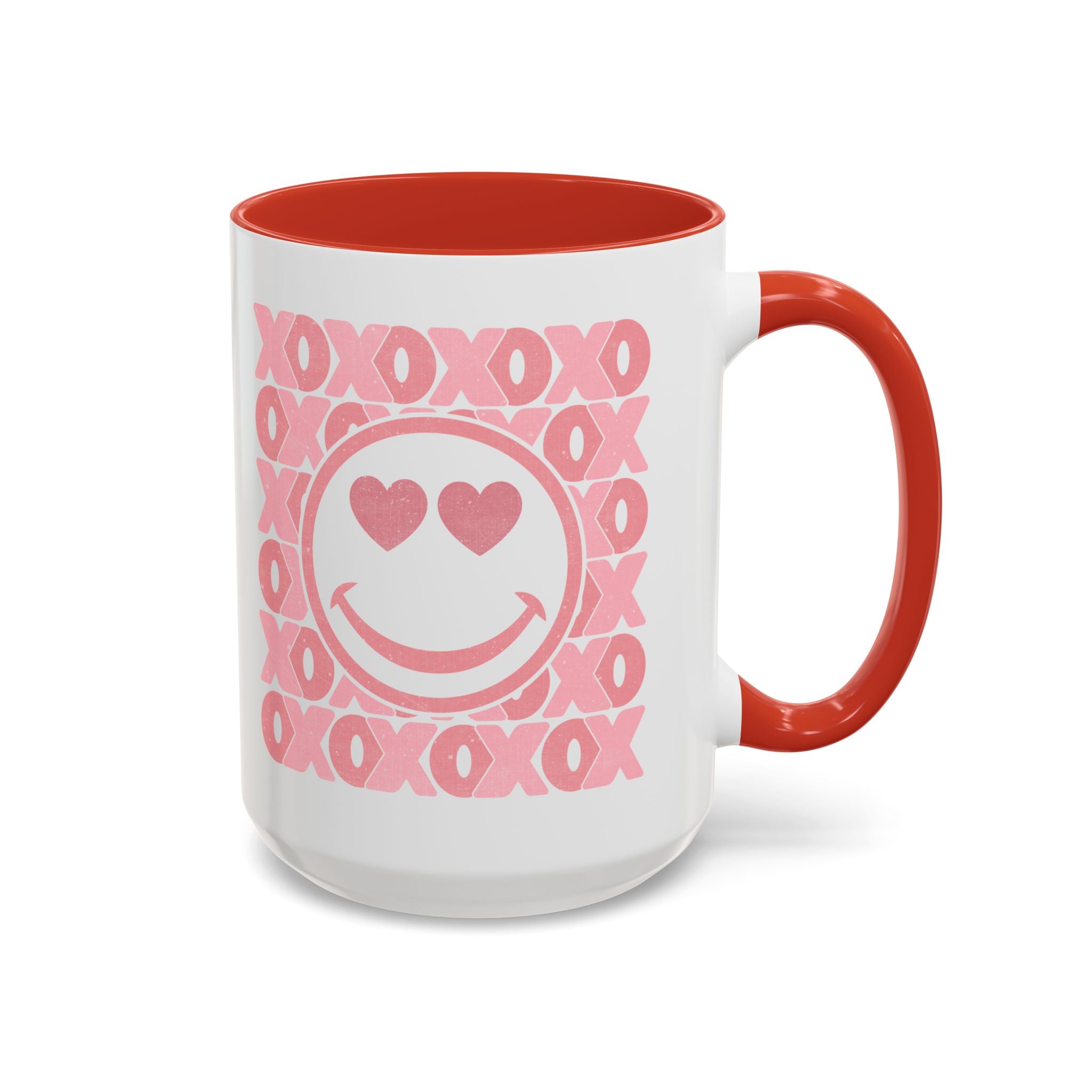 XOXO Smiley Face Coffee Mug, Pink Smiley Face Mug, Valentines Decor, Galentines gift, XOXO Coffee Cup, Party Favors, Cute Coffee Mug