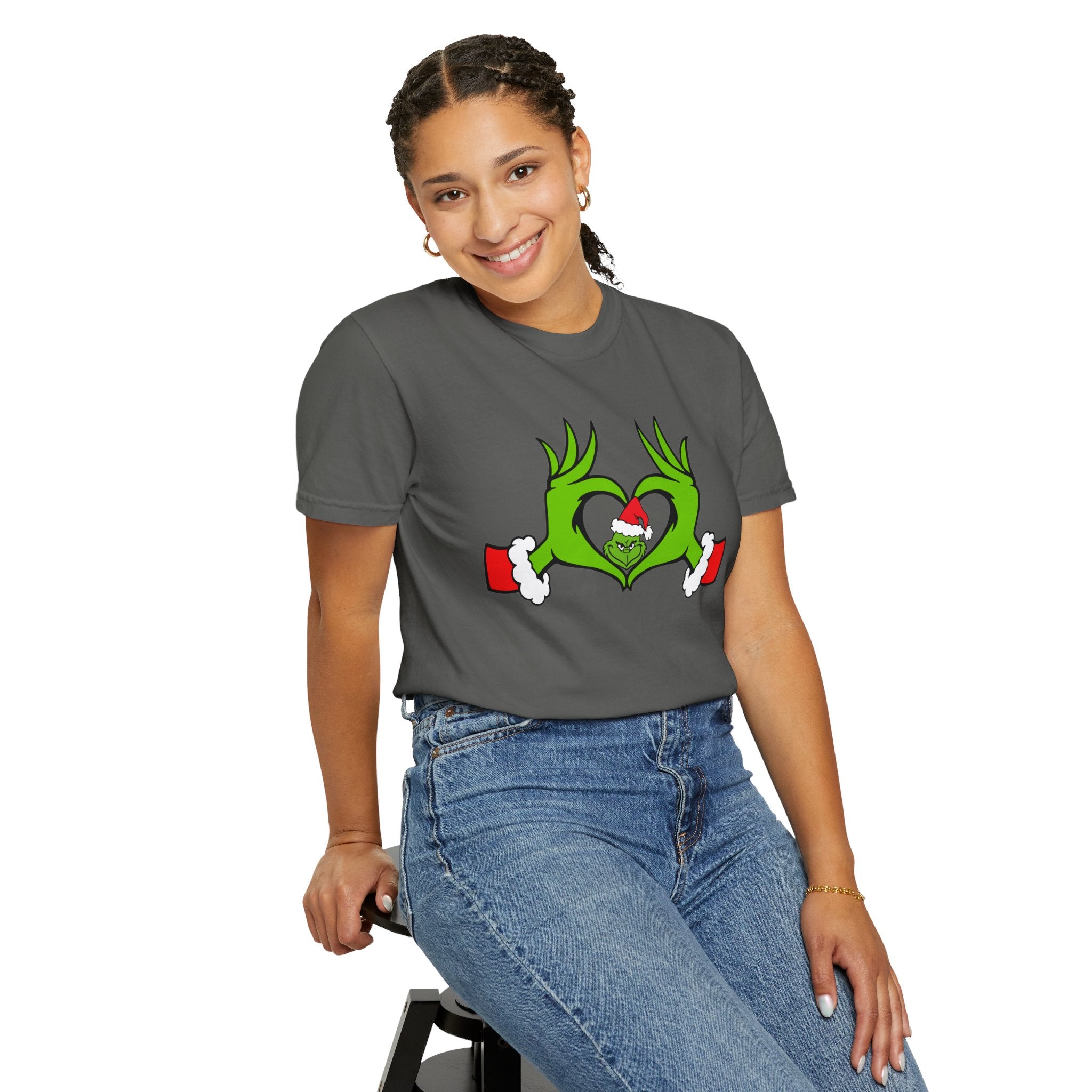 Grinch Heart Hands Graphic Tees, Grinch T-Shirt, Christmas Shirt, Xmas Clothing, Holiday T Shirts, Christmas Gifts, Christmas Party Shirt, Grinchmas T-shirt