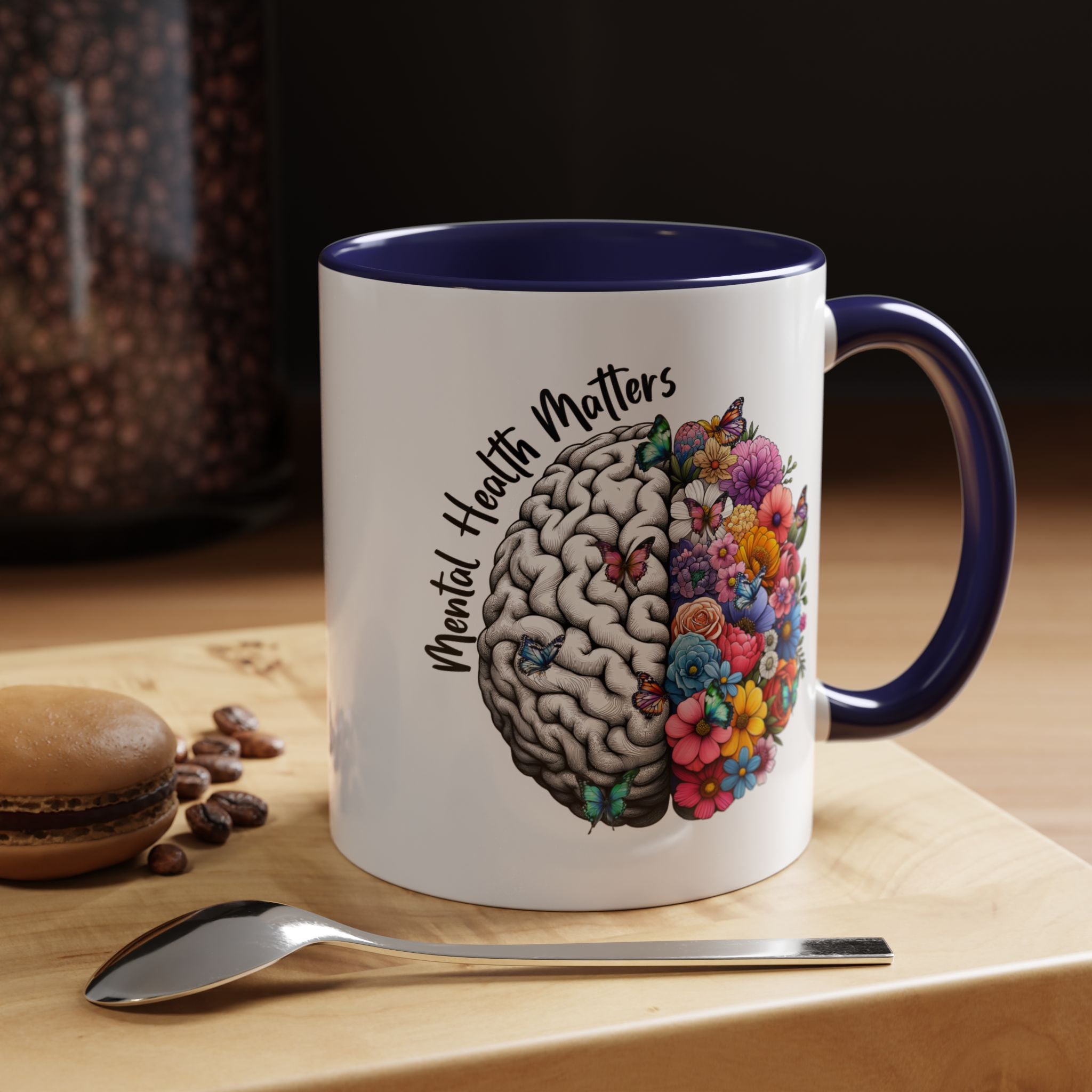 Mental Health Matters, Mental Health Coffee Mug, School Psychologist Mug, Inspirational Gift, Mental Health Awareness Mug, Floral Brain Mug