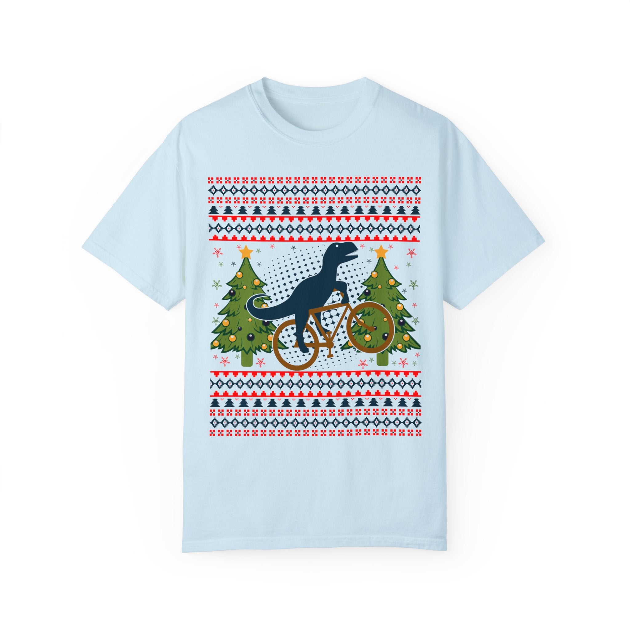 Ugly Christmas Dinosaur Riding Bike Shirt, Dinosaur Christmas Sweater, Dino Riders Tshirt, Dinosaur on a Bike Shirt