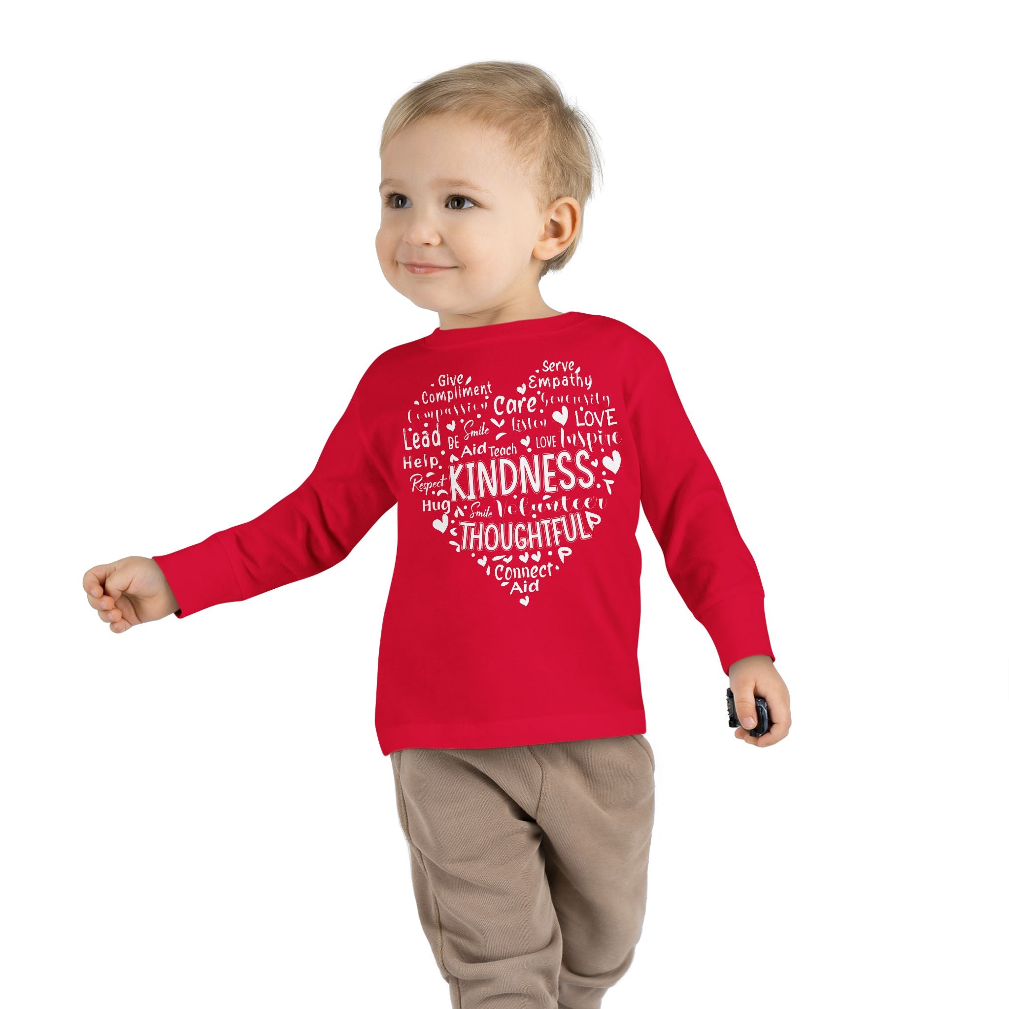 Cute Heart Be Kind Toddler Long Sleeve, Heart Long Sleeve tee, Kids Valentines Crewneck, Be Kind Shirt, Retro Valentines Shirt