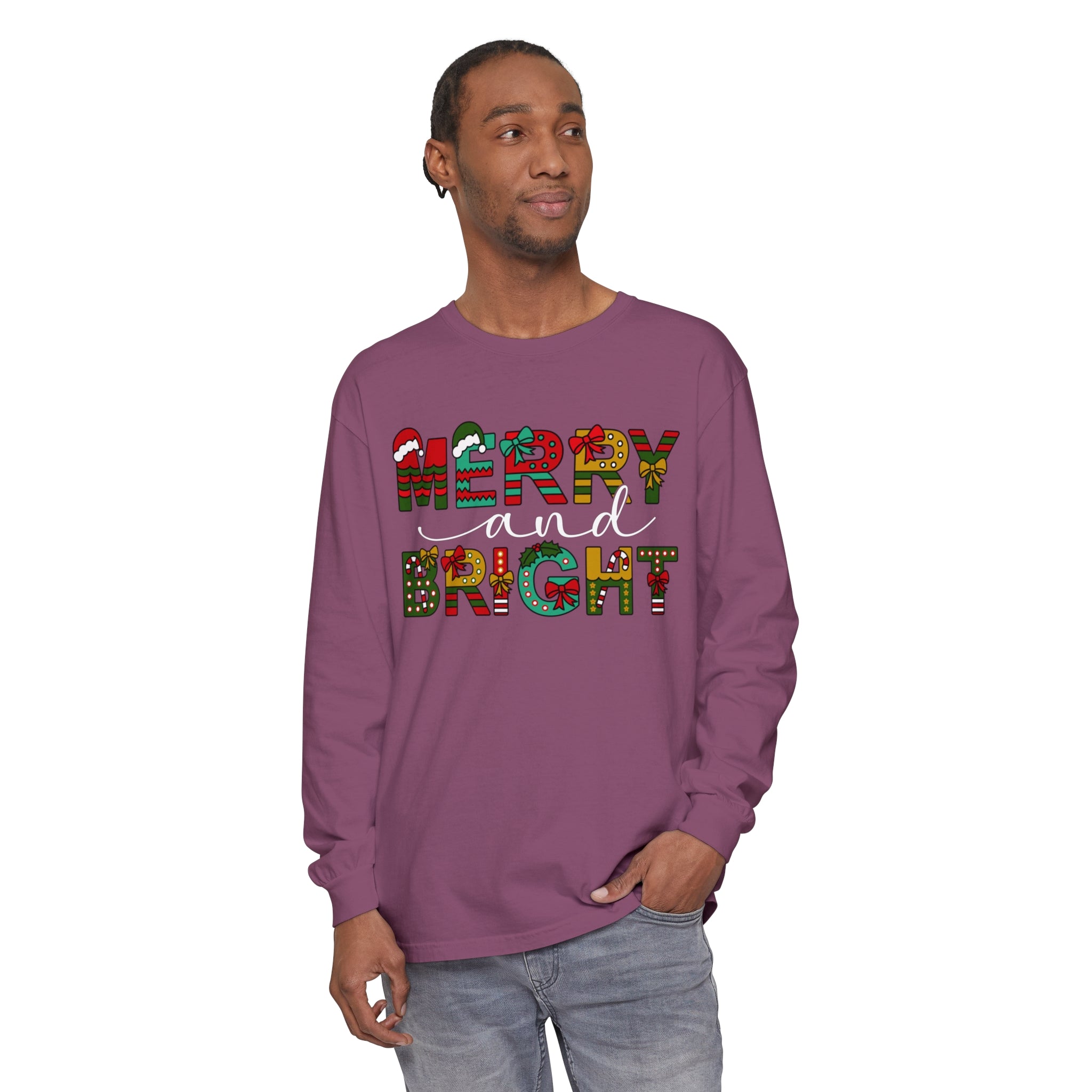 Merry and Bright Christmas Long Sleeve Shirts Christmas Shirts For Women Merry and Bright Shirt Cute Festive Gift Festive Holiday Shirts Cute XMAS Gift