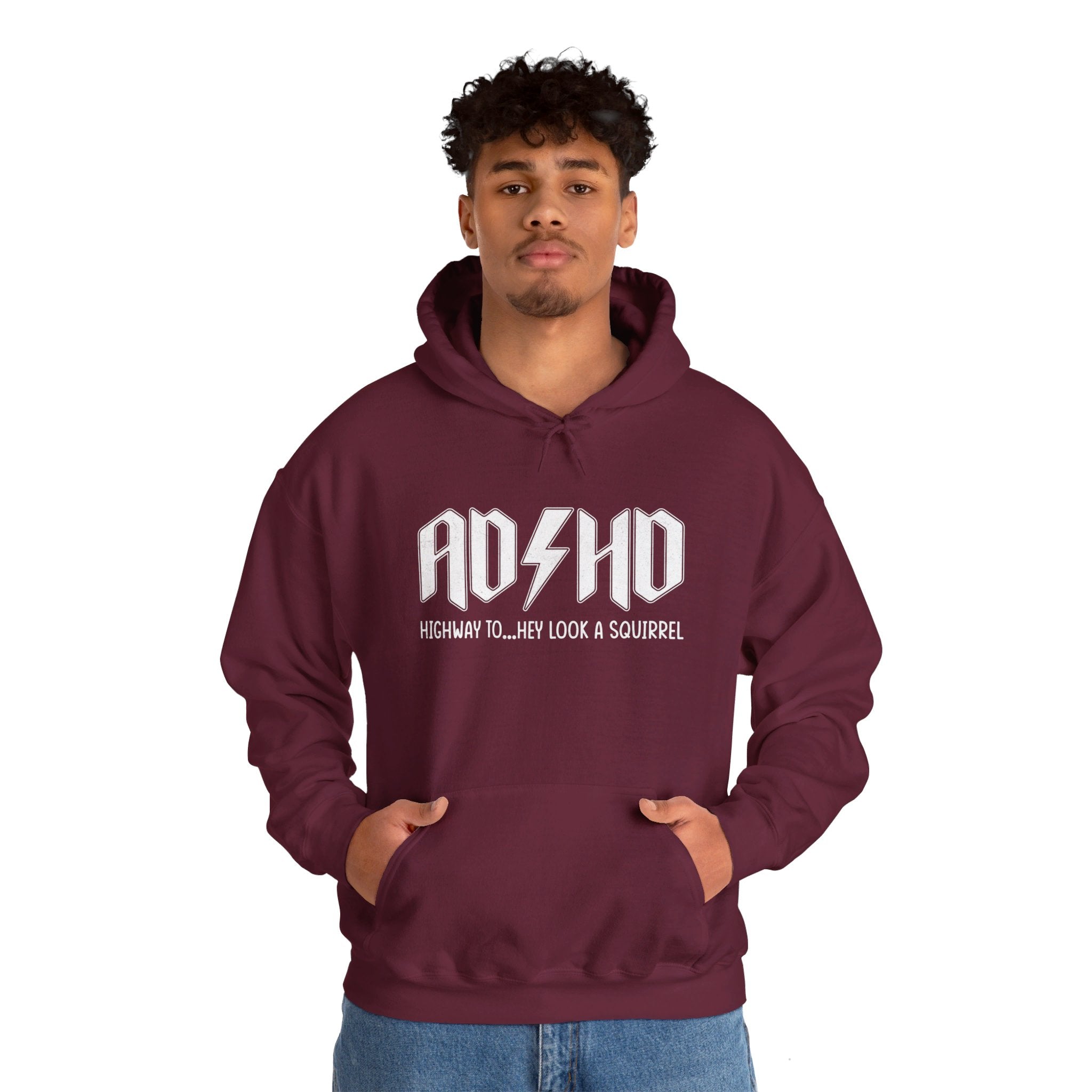 AD HD Highway to... Hey Look a Squirrel Hoodie, Funny Adhd Hoodie, Mental Health Hoodie, Motivational Hoodie, Cool Adhd Hoodie