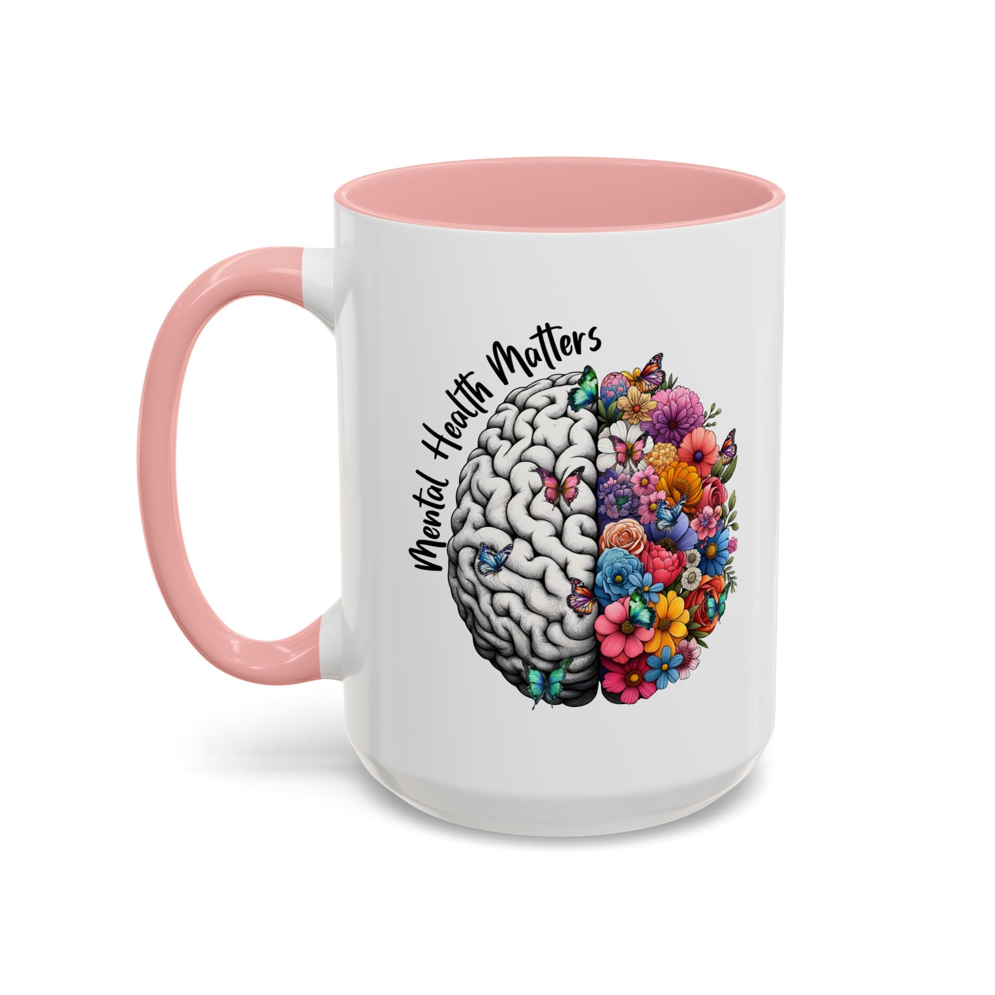 Mental Health Matters, Mental Health Coffee Mug, School Psychologist Mug, Inspirational Gift, Mental Health Awareness Mug, Floral Brain Mug