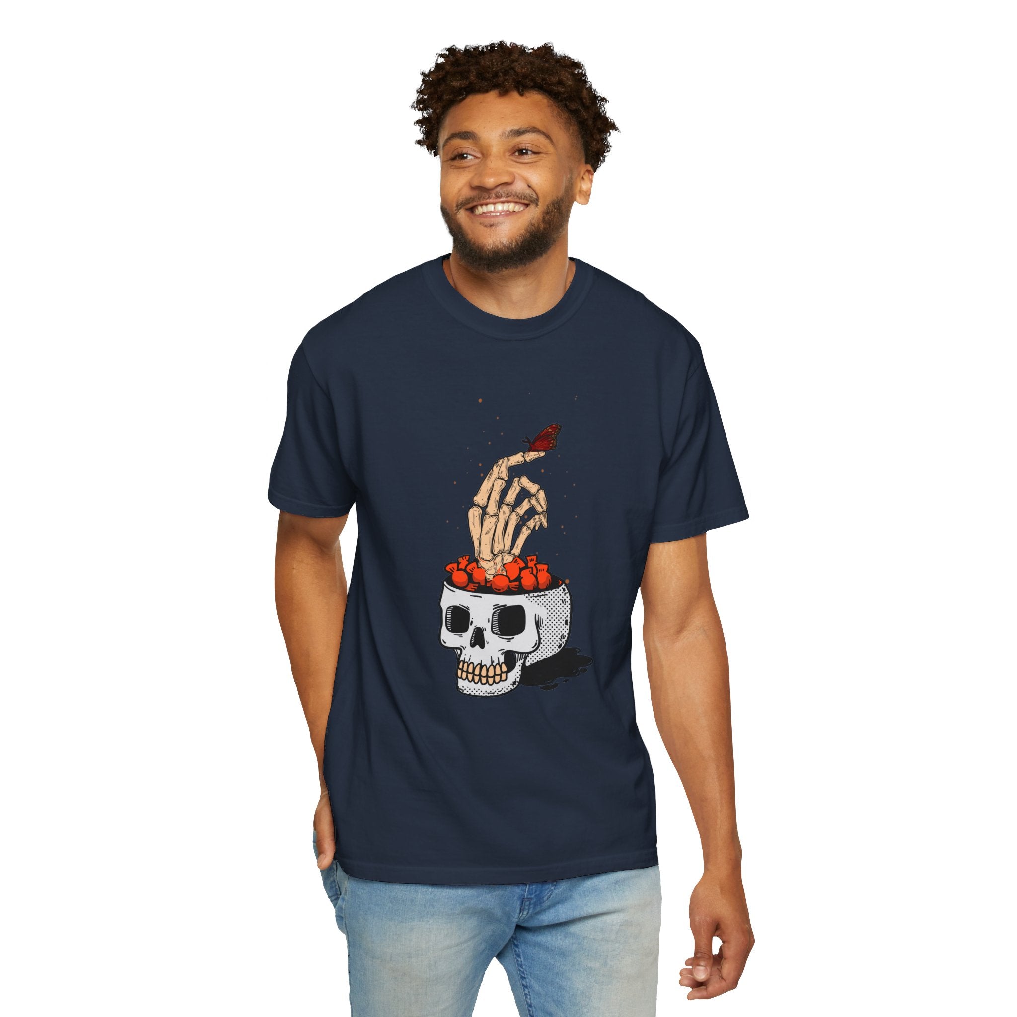 Skull skeleton hand halloween T-Shirt, Skeleton Hand T-Shirt, Skeleton Shirt, Horror Gift, Skeleton Rock Tee, Rock and Roll Shirt, Comfort Colors Shirt