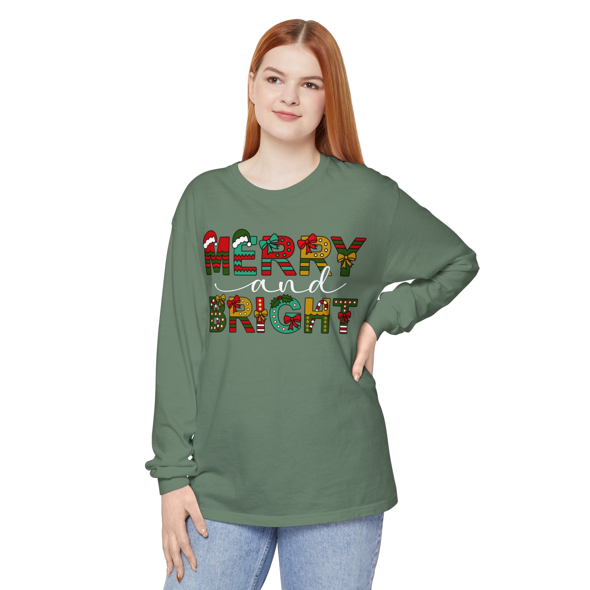 Merry and Bright Christmas Long Sleeve Shirts Christmas Shirts For Women Merry and Bright Shirt Cute Festive Gift Festive Holiday Shirts Cute XMAS Gift