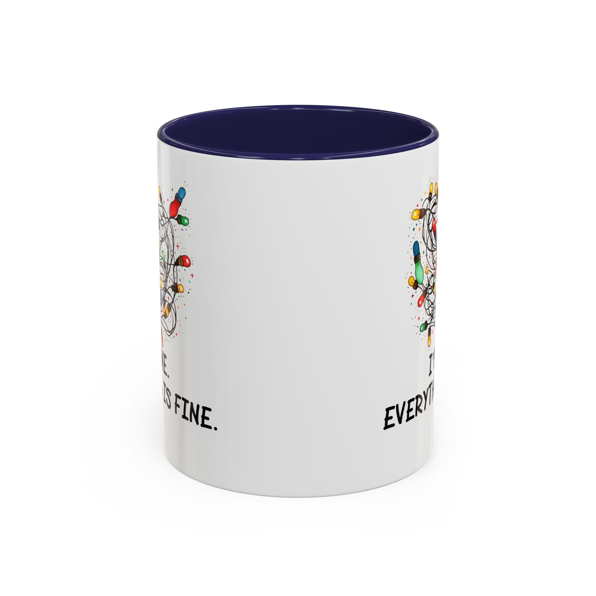 I'm Fine Everything Is Fine Christmas Mug, Christmas Lights Mug, Funny Coffee Mug, Tangled Lights, Crazy Shopping Christmas Mug, Madness