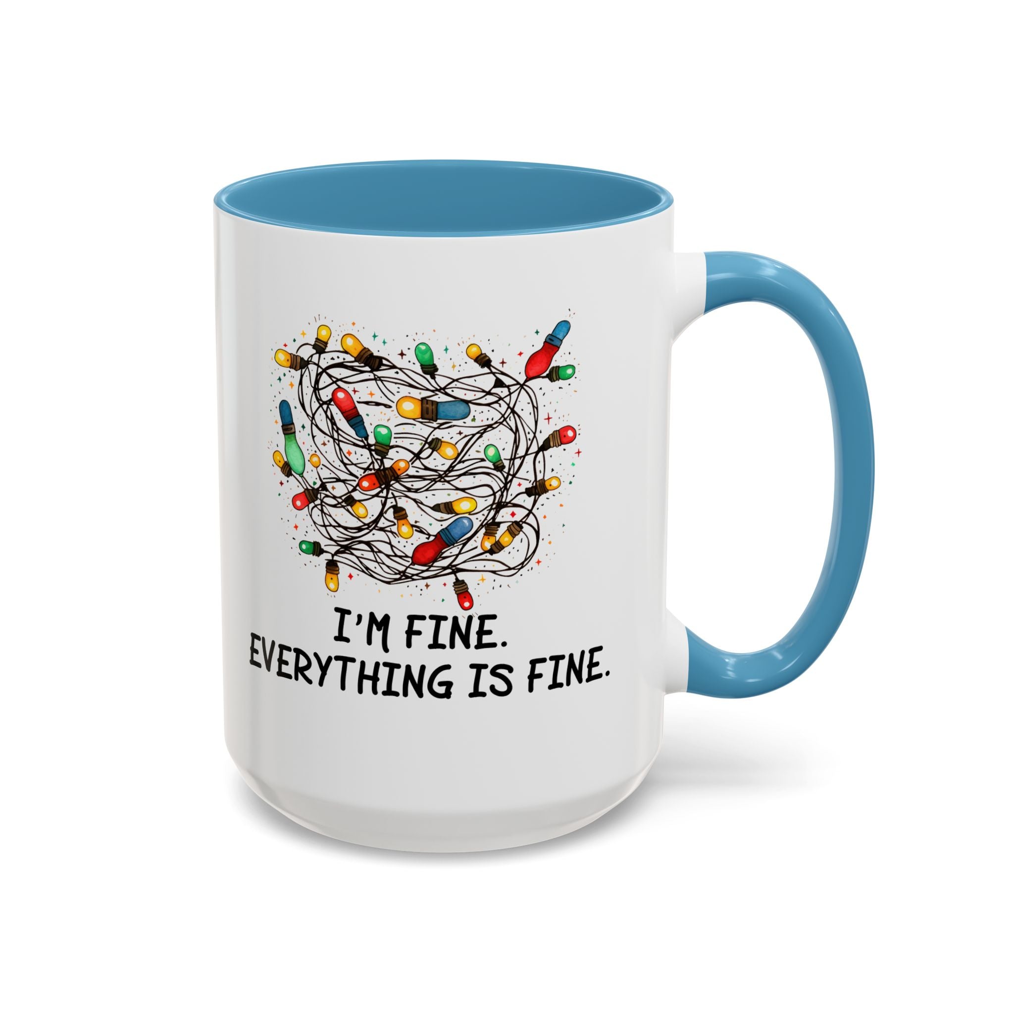 I'm Fine Everything Is Fine Christmas Mug, Christmas Lights Mug, Funny Coffee Mug, Tangled Lights, Crazy Shopping Christmas Mug, Madness