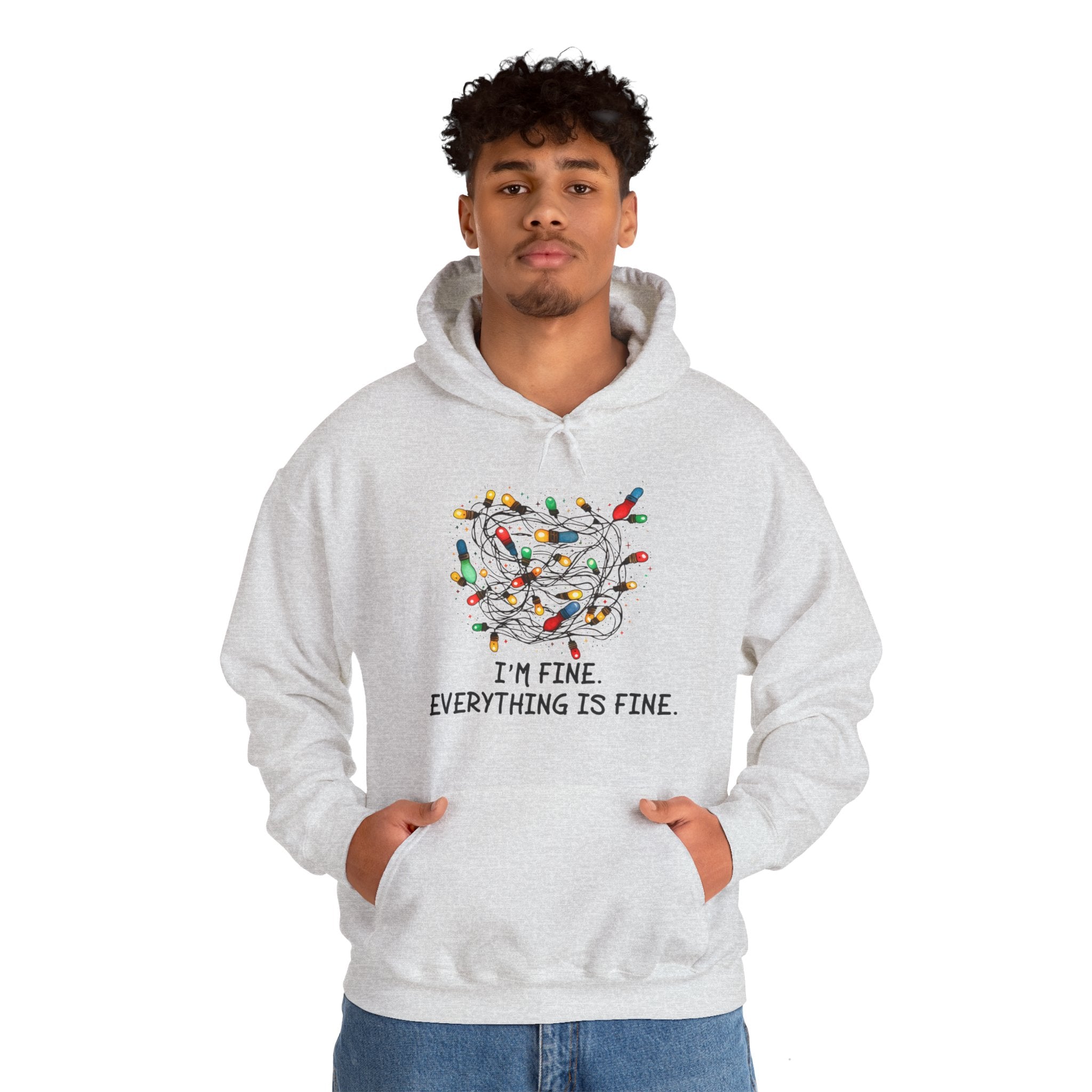 I'm Fine Everything Is Fine Hoodie, Christmas Hooded Sweatshirt, Hoodies Women, Christmas Hoodie Women, Christmas Lights Hoodie