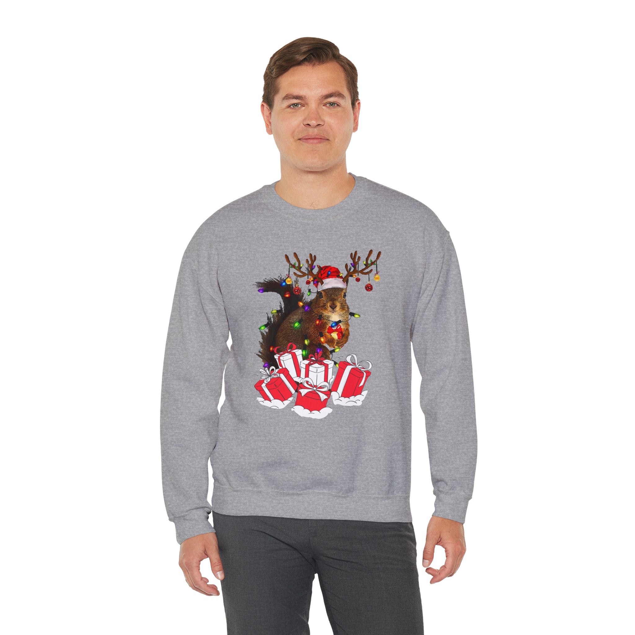 Christmas Squirrel Lights Sweatshirt, Christmas Sweatshirt, Funny Christmas Sweat, Christmas Gift Sweater, Holiday Crewneck