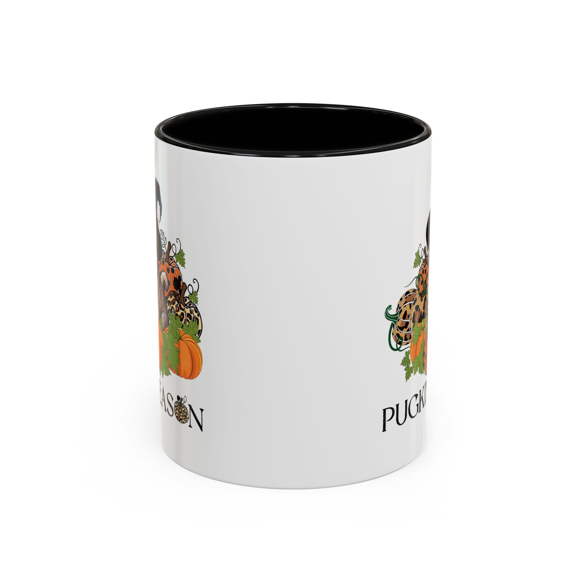 Pugkin Season Cup, Fall Pug Coffee Mug, Leopard Print Pumpkin Gift, Cute Autumn Dog Lover Graphic, Halloween Party Gifts