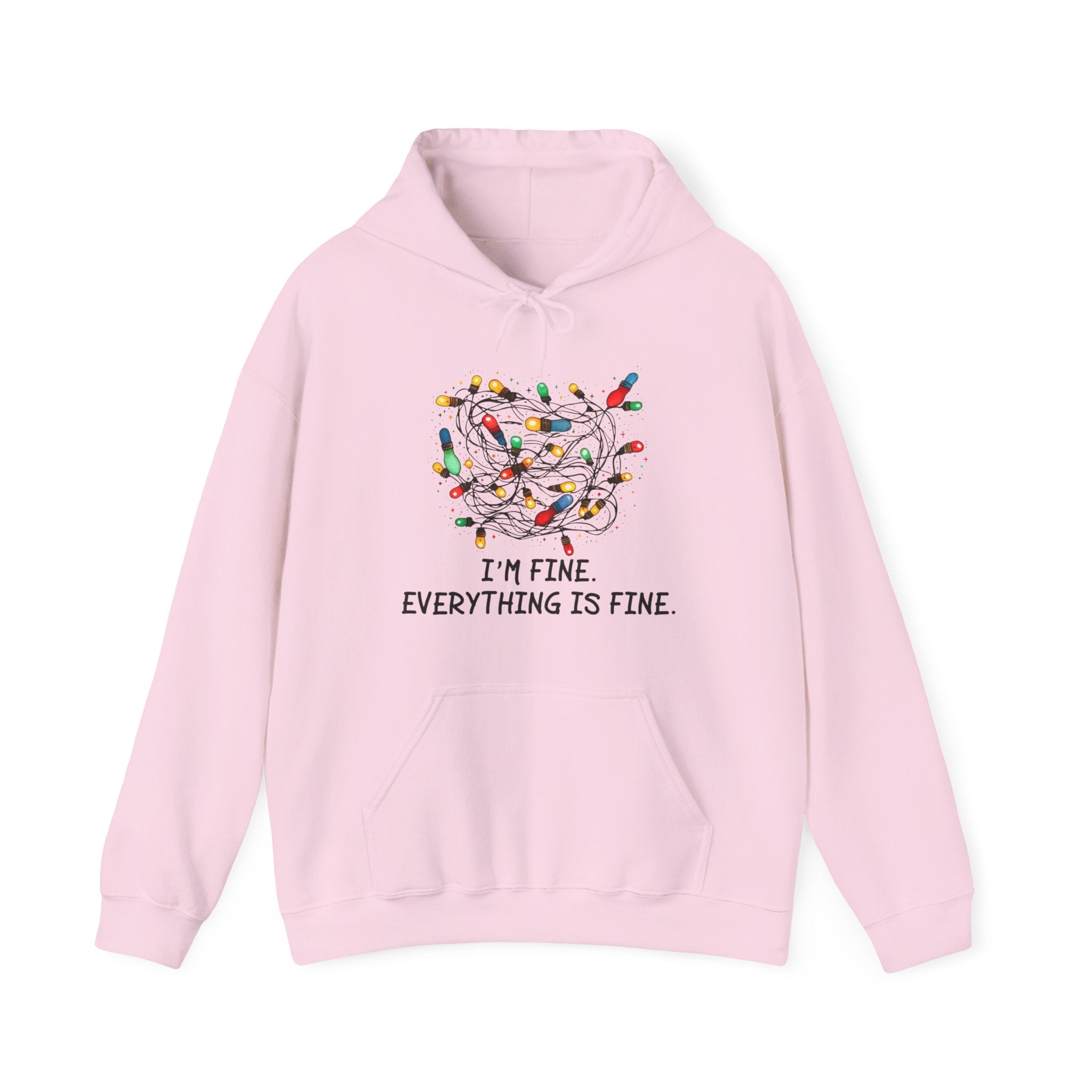 I'm Fine Everything Is Fine Hoodie, Christmas Hooded Sweatshirt, Hoodies Women, Christmas Hoodie Women, Christmas Lights Hoodie