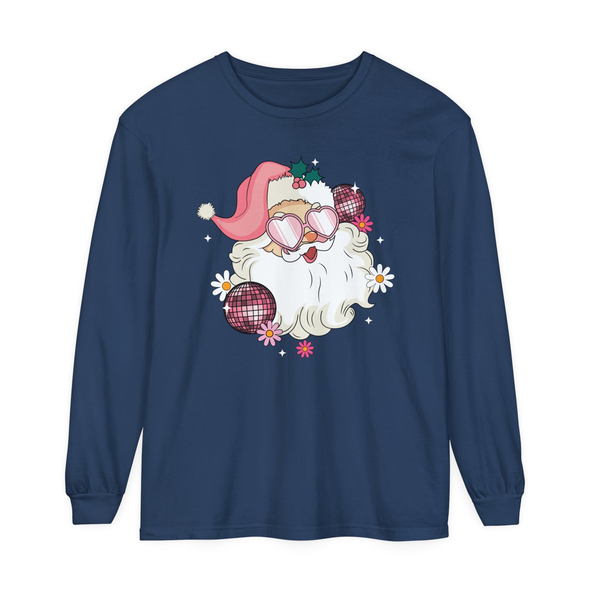 Retro Pink Christmas Santa shirt, Retro Pink Santa Hat long sleeve, Classic Christmas Santa, Pink Christmas, Vintage Santa Holiday, Pajamas