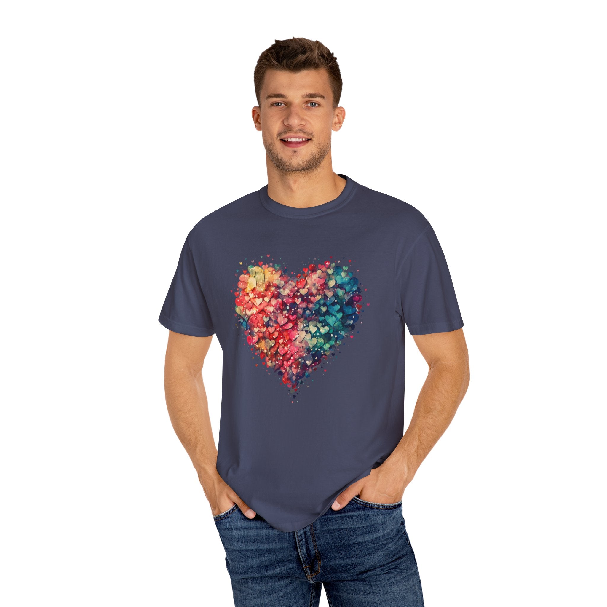 Valentines Watercolor Hearts Shirt, Comfort Color Valentines Day Shirt, Womens Valentines Day Gift, Cute Heart Valentines Love Shirt