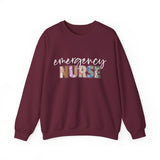 Floral Emergency Nurse Sweatshirt, Emergency Nurse Shirt Crewneck, ER Nurse Sweatshirt, Emergency Department Shirt Sweatshirt, Emergency Room Nurse