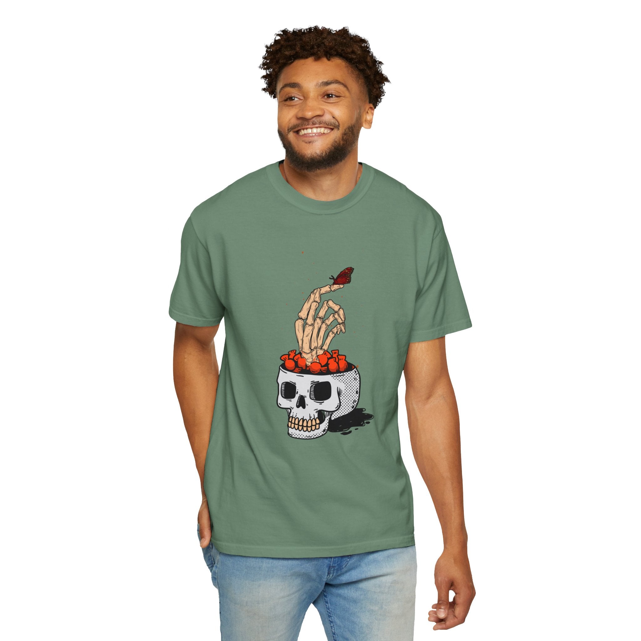 Skull skeleton hand halloween T-Shirt, Skeleton Hand T-Shirt, Skeleton Shirt, Horror Gift, Skeleton Rock Tee, Rock and Roll Shirt, Comfort Colors Shirt