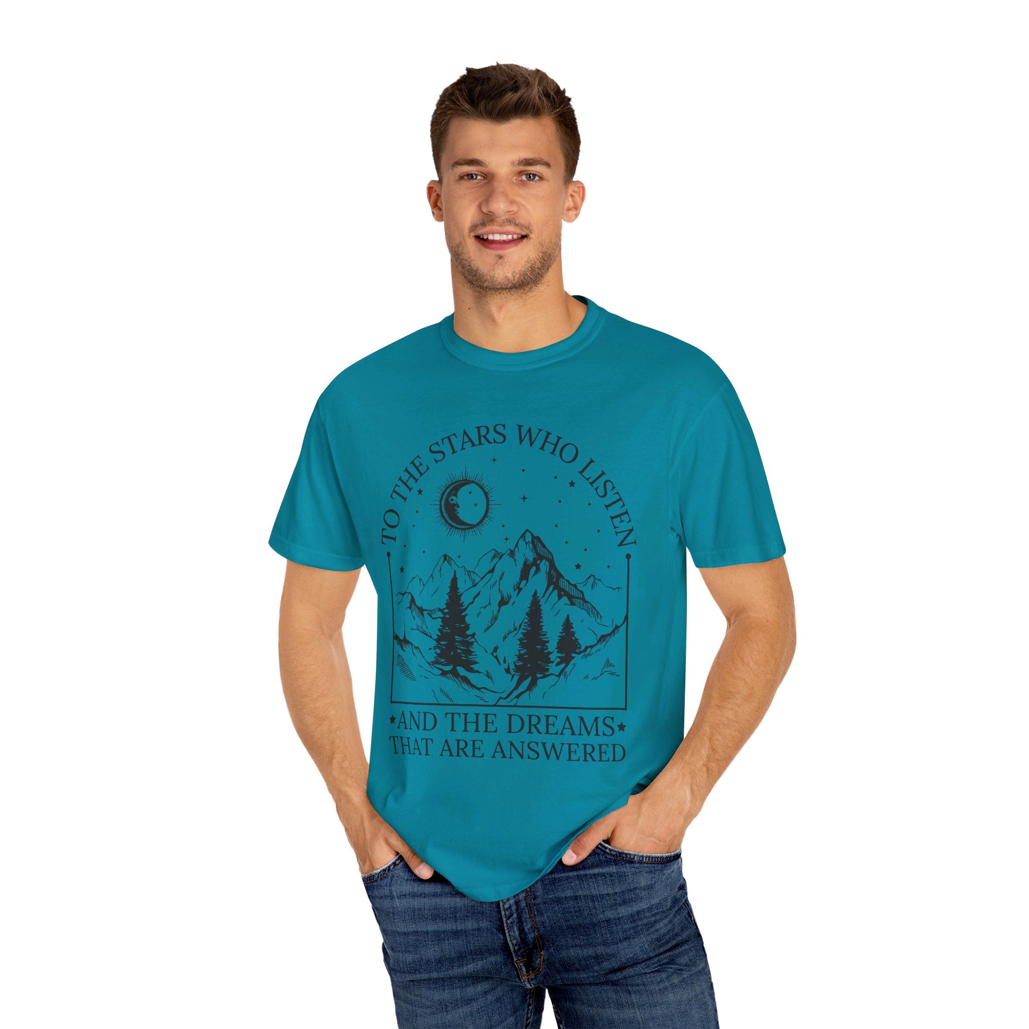 To The Stars Who Listen and the Dreams that are Answered T Shirt, City of Starlight Shirt, Night Court Shirt, Mountain and Stars Tee