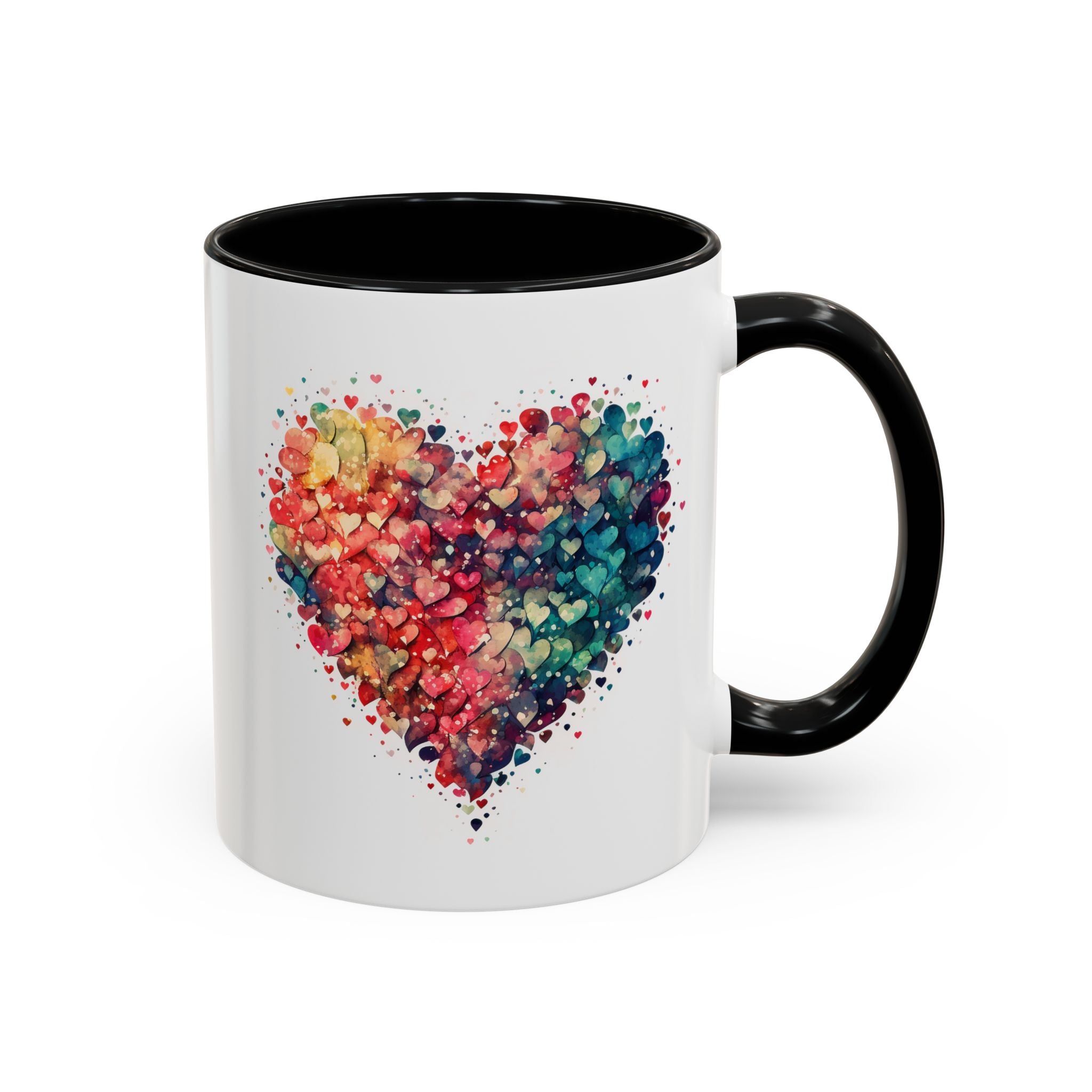 Watercolor Heart Coffee Mug, Heart Mug, Two-Tone Coffee Mugs, 11oz & 15oz Mug, Watercolor Heart Mug