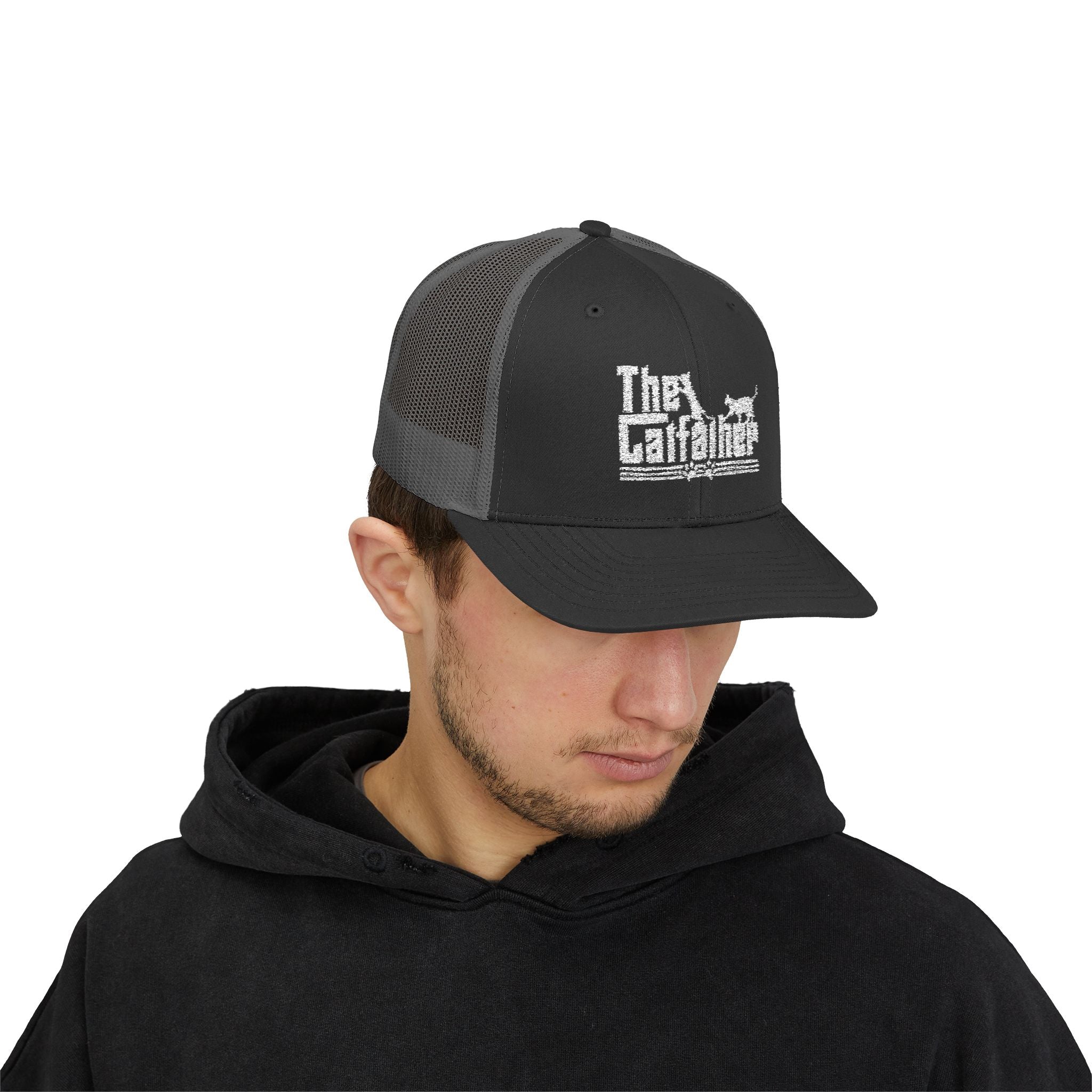 The Catfather Trucker Hat, Embroidered Cap, Cat Lover Gift for Dad, Fathers Day Gift, Cat Owner Gift for Husband, Cat Dad Hat, Trucker Cat Hat