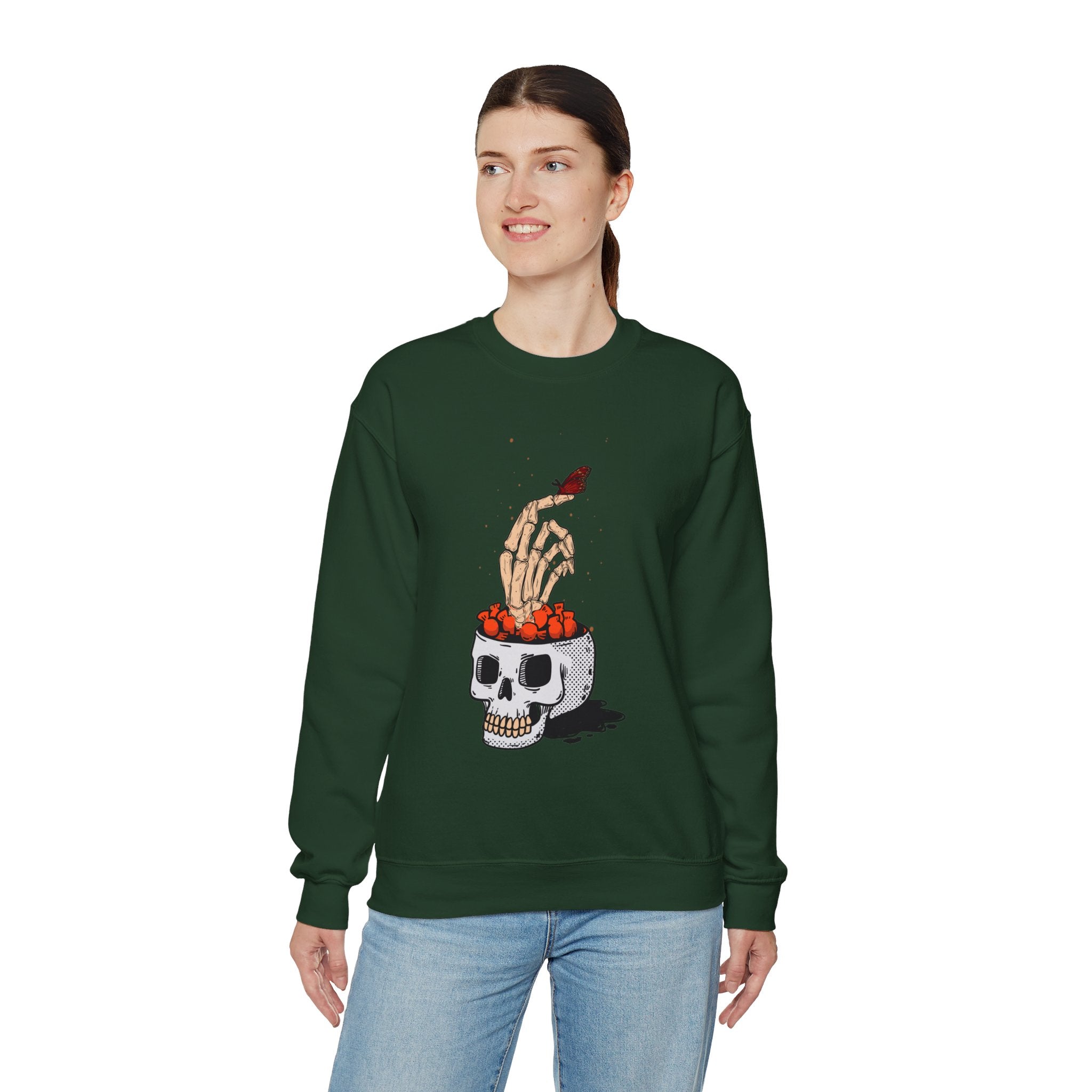 Skull skeleton hand halloween Sweatshirt, Skeleton Hand T-Shirt, Skeleton Shirt, Horror Gift, Skeleton Rock Tee, Rock and Roll Shirt