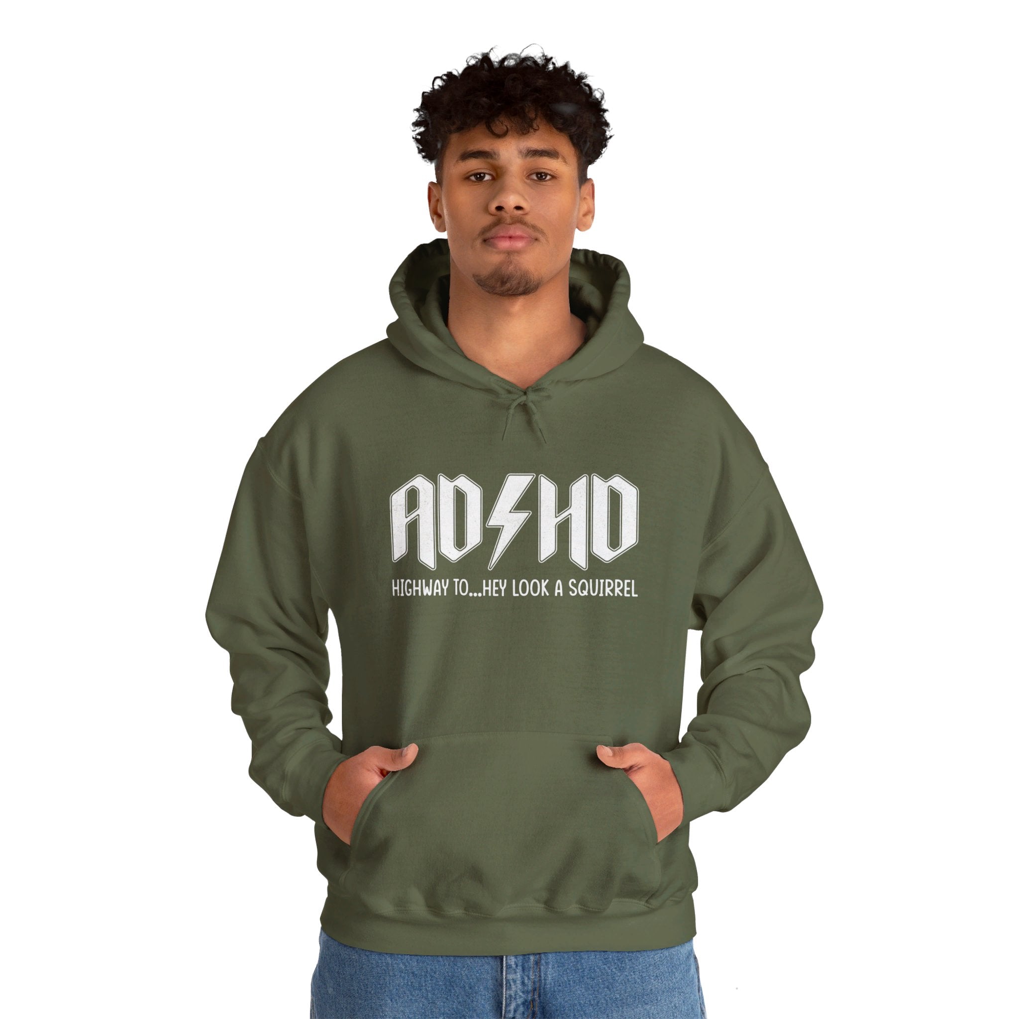 AD HD Highway to... Hey Look a Squirrel Hoodie, Funny Adhd Hoodie, Mental Health Hoodie, Motivational Hoodie, Cool Adhd Hoodie