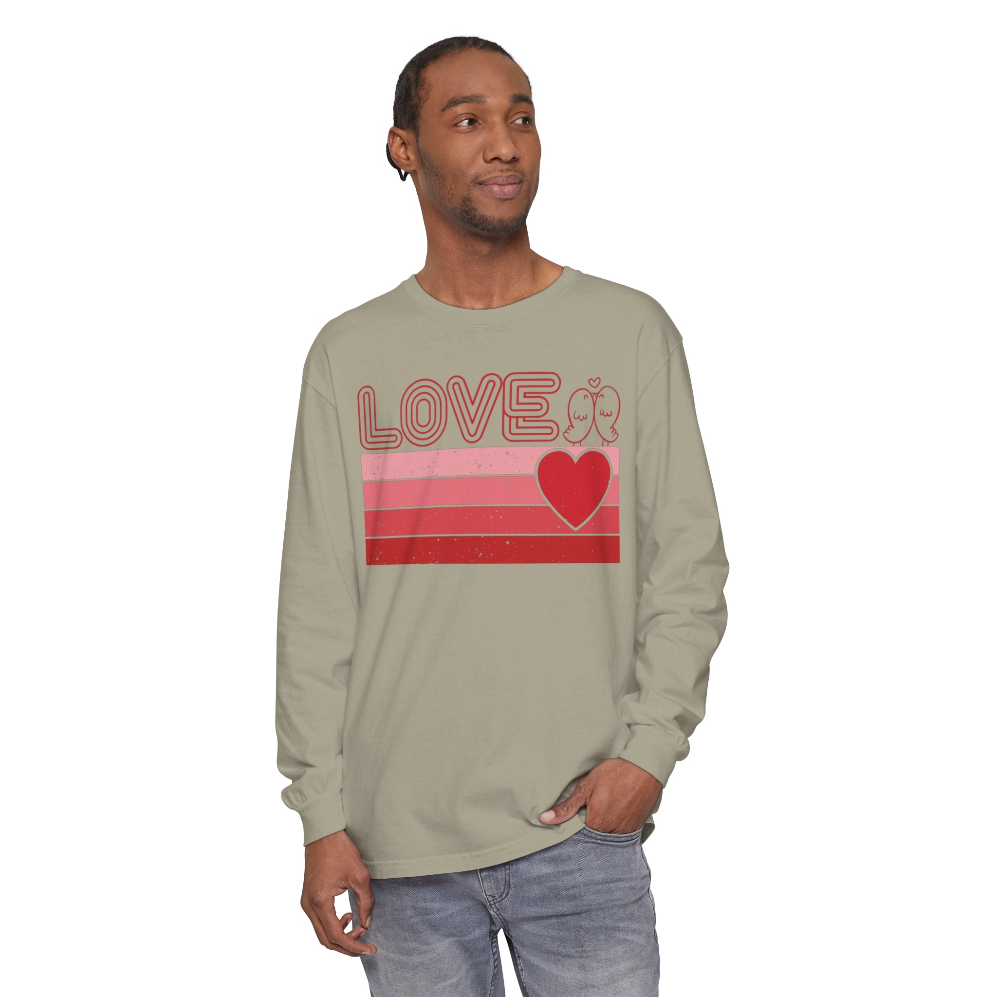 Retro Love Valentines Day Long Sleeve T-Shirt, Valentines Day Shirts For Woman, Heart Shirt, Cute Valentine Shirt, Valentines Day Gift, Valentines Gift