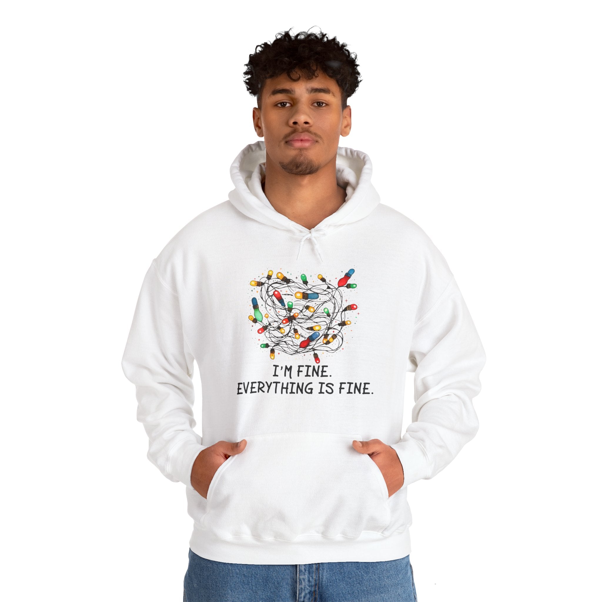 I'm Fine Everything Is Fine Hoodie, Christmas Hooded Sweatshirt, Hoodies Women, Christmas Hoodie Women, Christmas Lights Hoodie