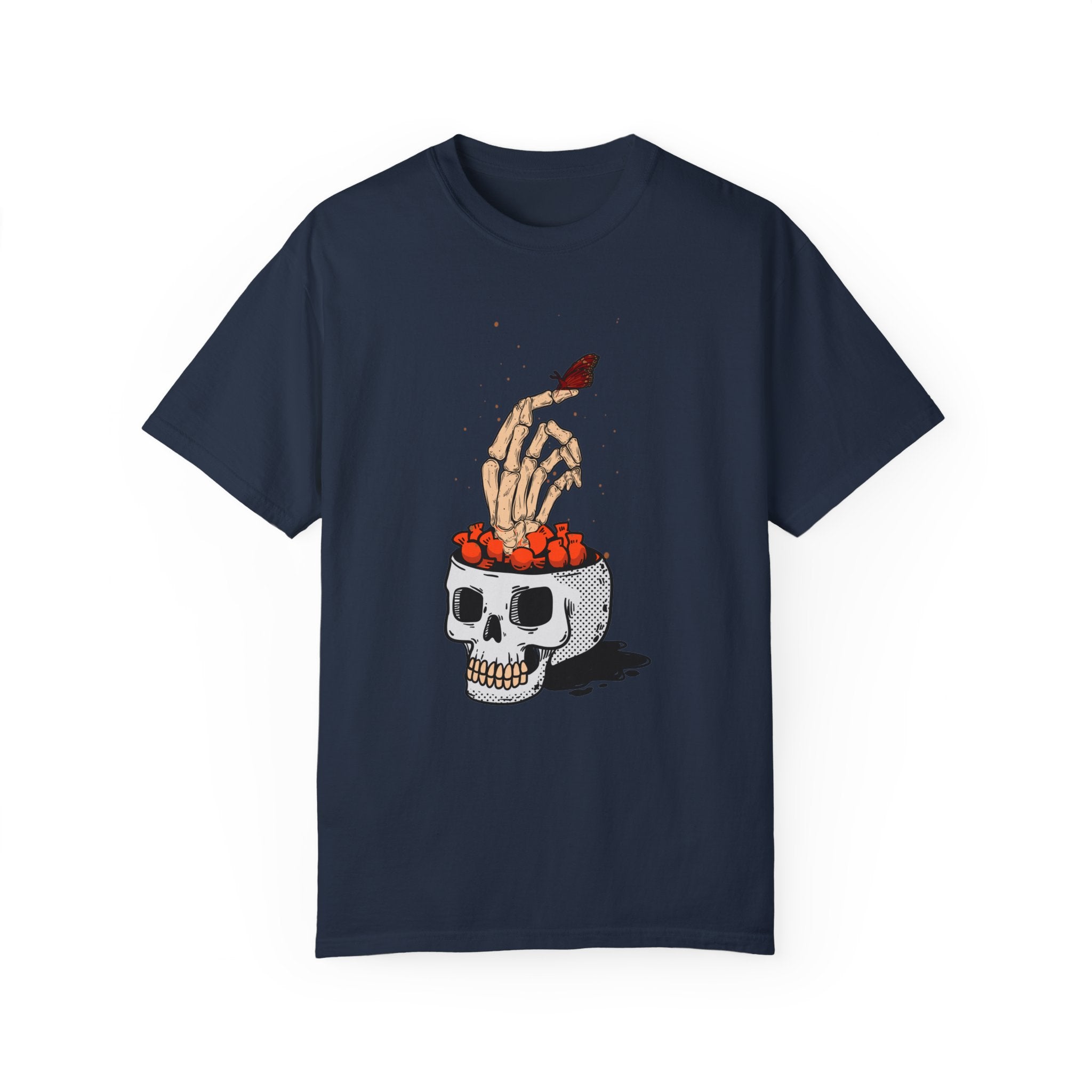 Skull skeleton hand halloween T-Shirt, Skeleton Hand T-Shirt, Skeleton Shirt, Horror Gift, Skeleton Rock Tee, Rock and Roll Shirt, Comfort Colors Shirt