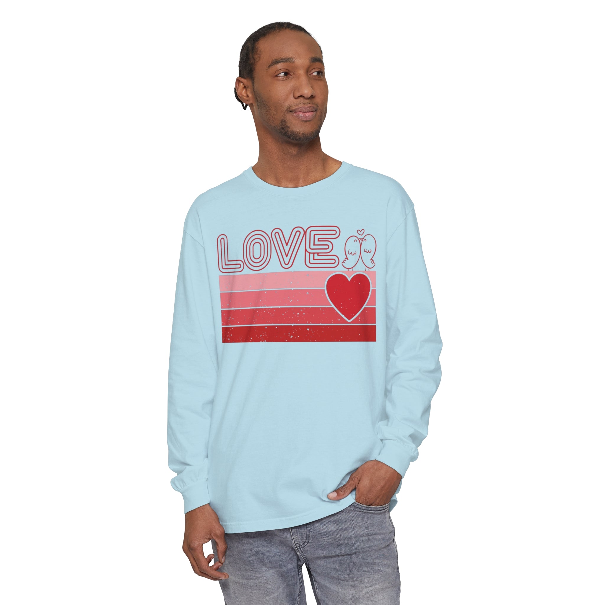 Retro Love Valentines Day Long Sleeve T-Shirt, Valentines Day Shirts For Woman, Heart Shirt, Cute Valentine Shirt, Valentines Day Gift, Valentines Gift