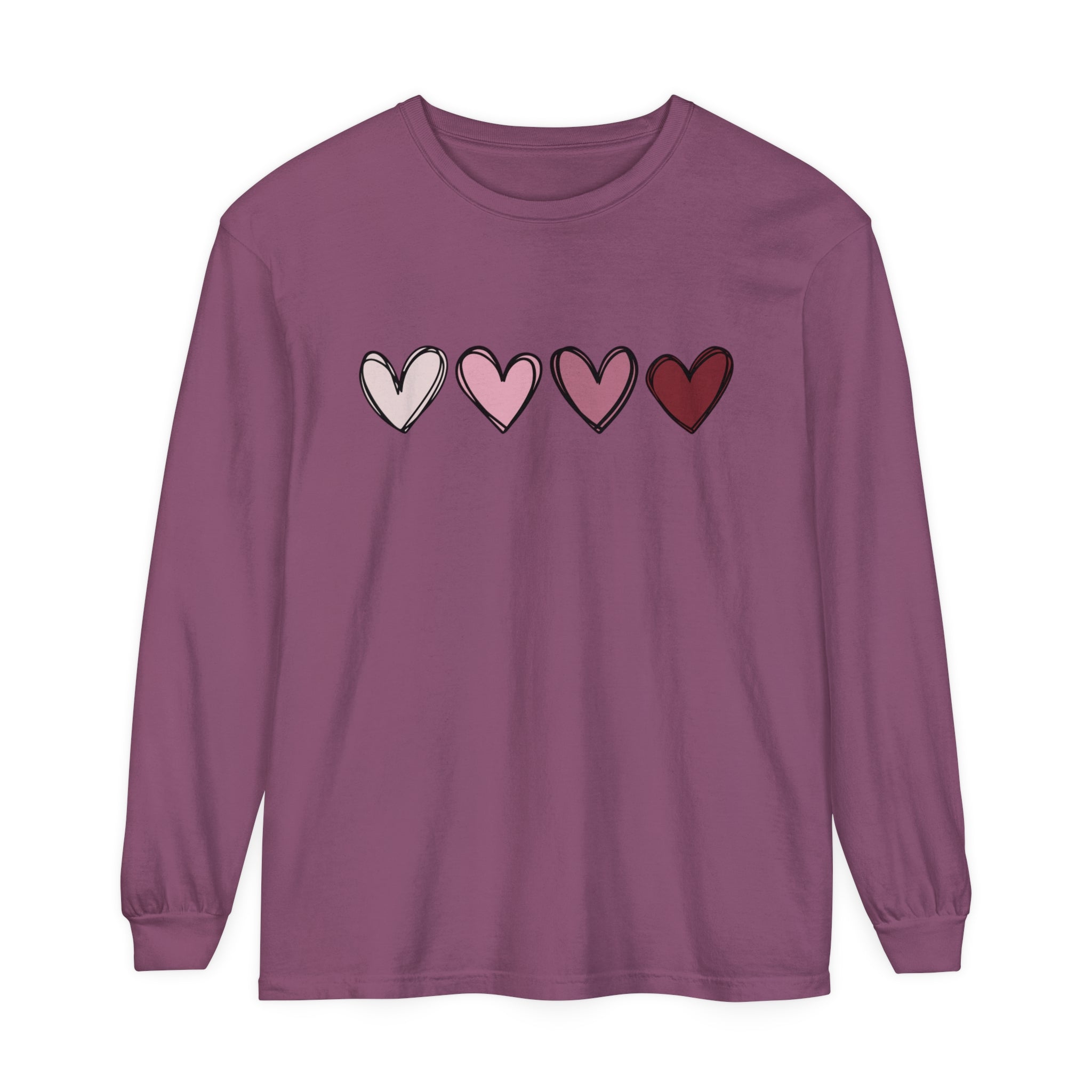Valentine Double Heart Long Sleeve T-Shirt, Cute Valentine Shirt, Valentine Long Sleeve Shirt, Vintage Valentine Sweatshirt, Love Heart Long Sleeve Tee