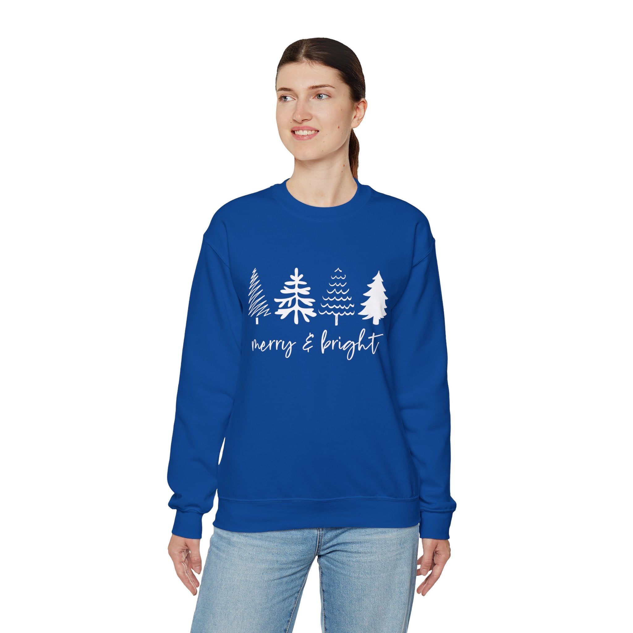 Merry & Bright Christmas Trees Sweatshirt, Merry and Bright Trees, Christmas Sweatshirt, Holiday Sweater, Womens Holiday Sweatshirt, Christmas Shirt, Winter Shirt