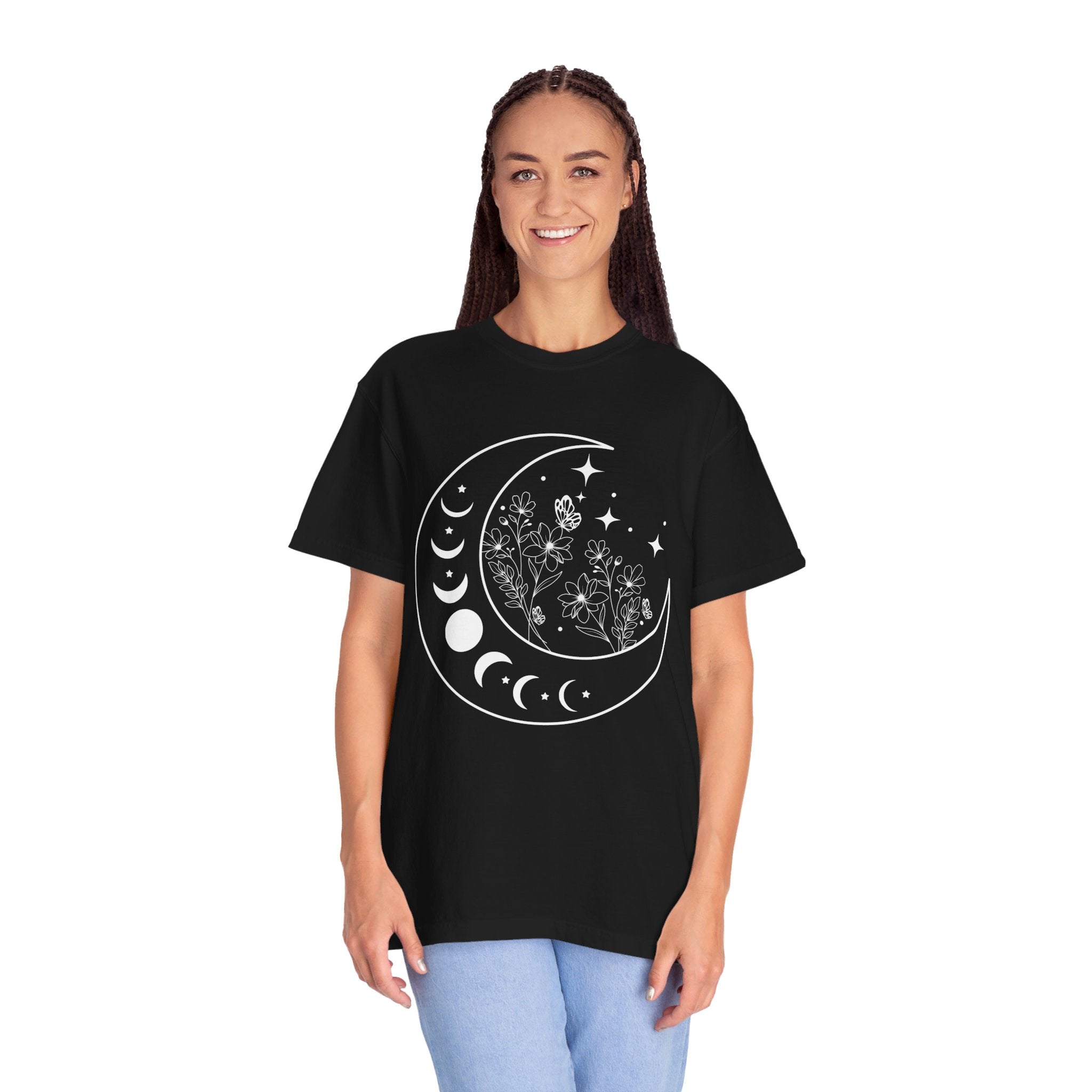 Celestial Moon Shirt, Floral Moon Shirt, Mystical Moon Phase Shirt, Astrology Shirt, Boho Moon Phase T-shirt, Trendy Shirts