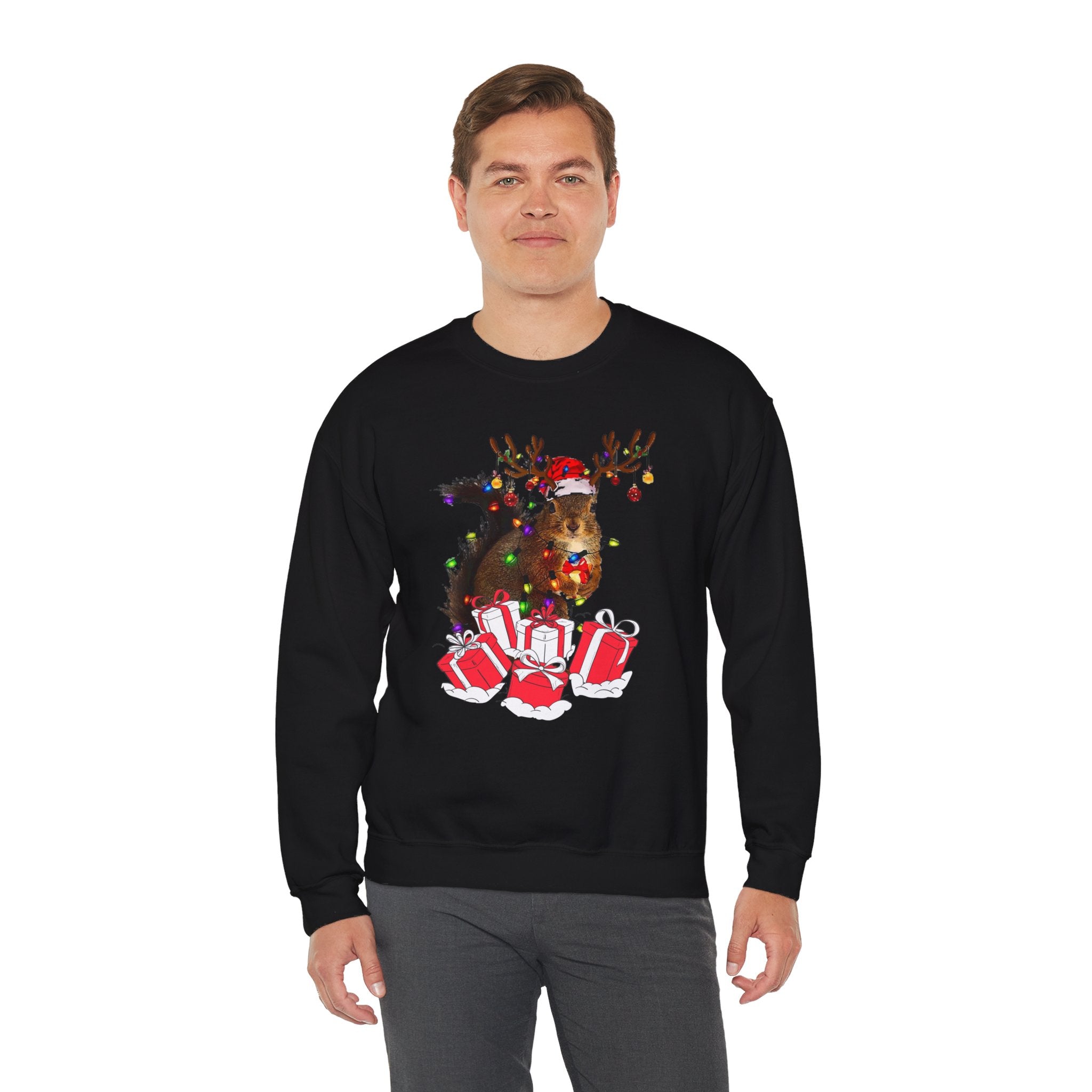 Christmas Squirrel Lights Sweatshirt, Christmas Sweatshirt, Funny Christmas Sweat, Christmas Gift Sweater, Holiday Crewneck