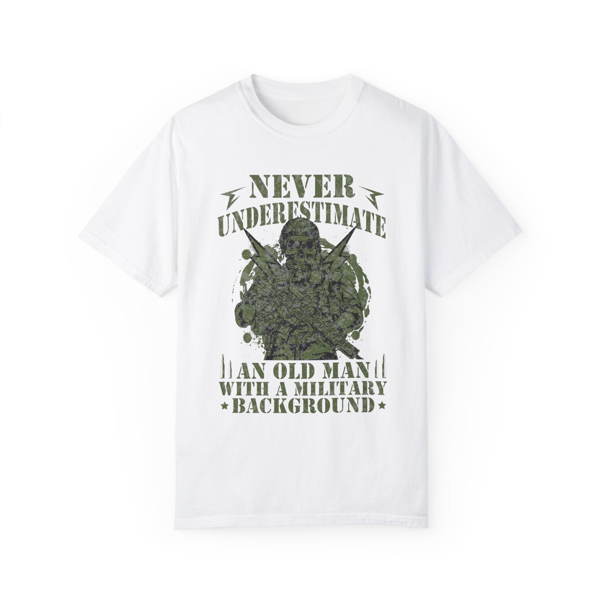 Never Underestimate An Old Man With A Military Background Shirt, American Flag Tee, US Veteran Shirt, Veterans Day Shirt, 4th of July Shirt