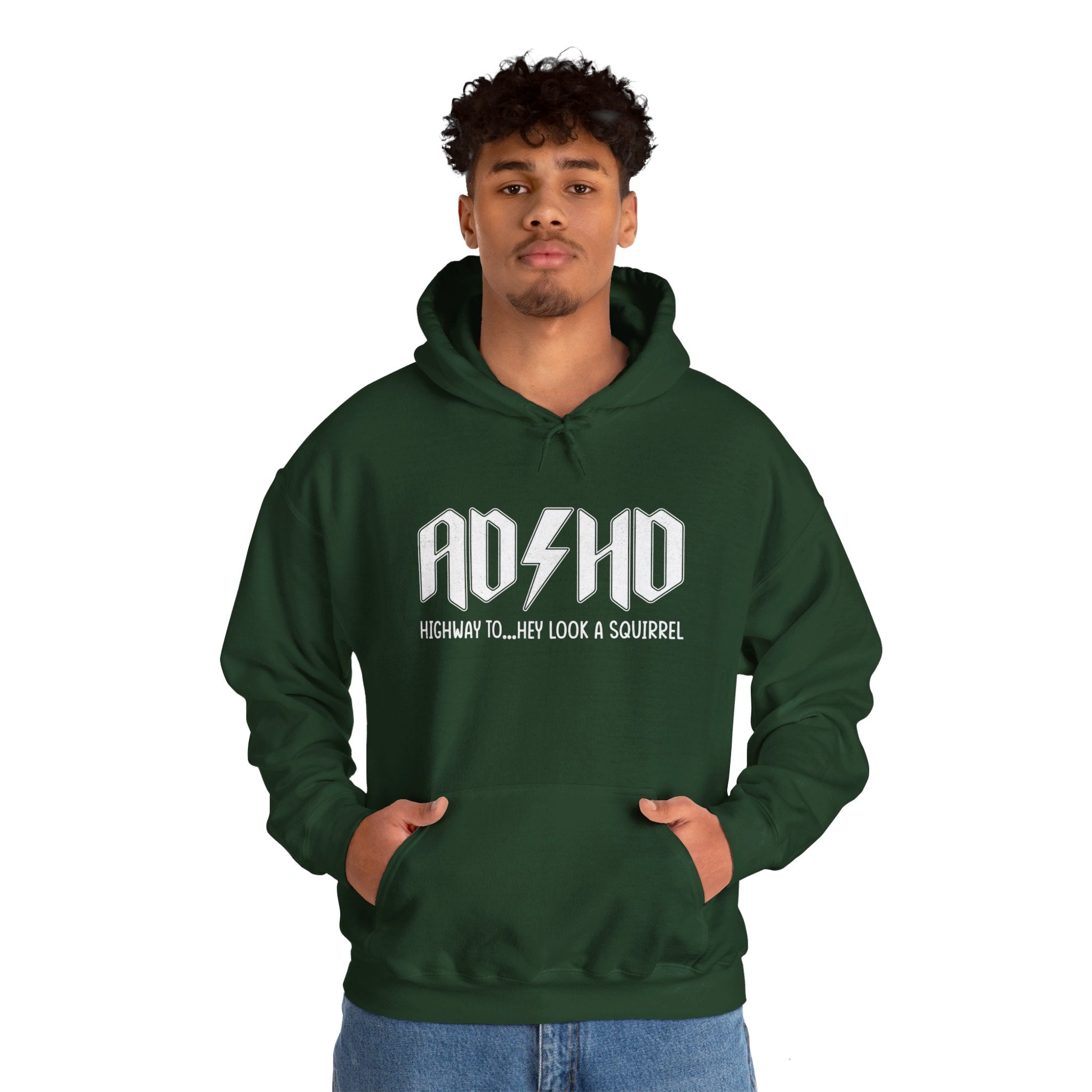 AD HD Highway to... Hey Look a Squirrel Hoodie, Funny Adhd Hoodie, Mental Health Hoodie, Motivational Hoodie, Cool Adhd Hoodie