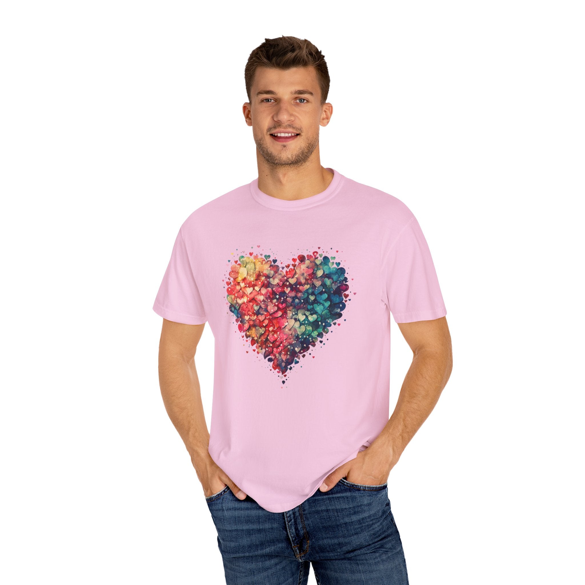 Valentines Watercolor Hearts Shirt, Comfort Color Valentines Day Shirt, Womens Valentines Day Gift, Cute Heart Valentines Love Shirt