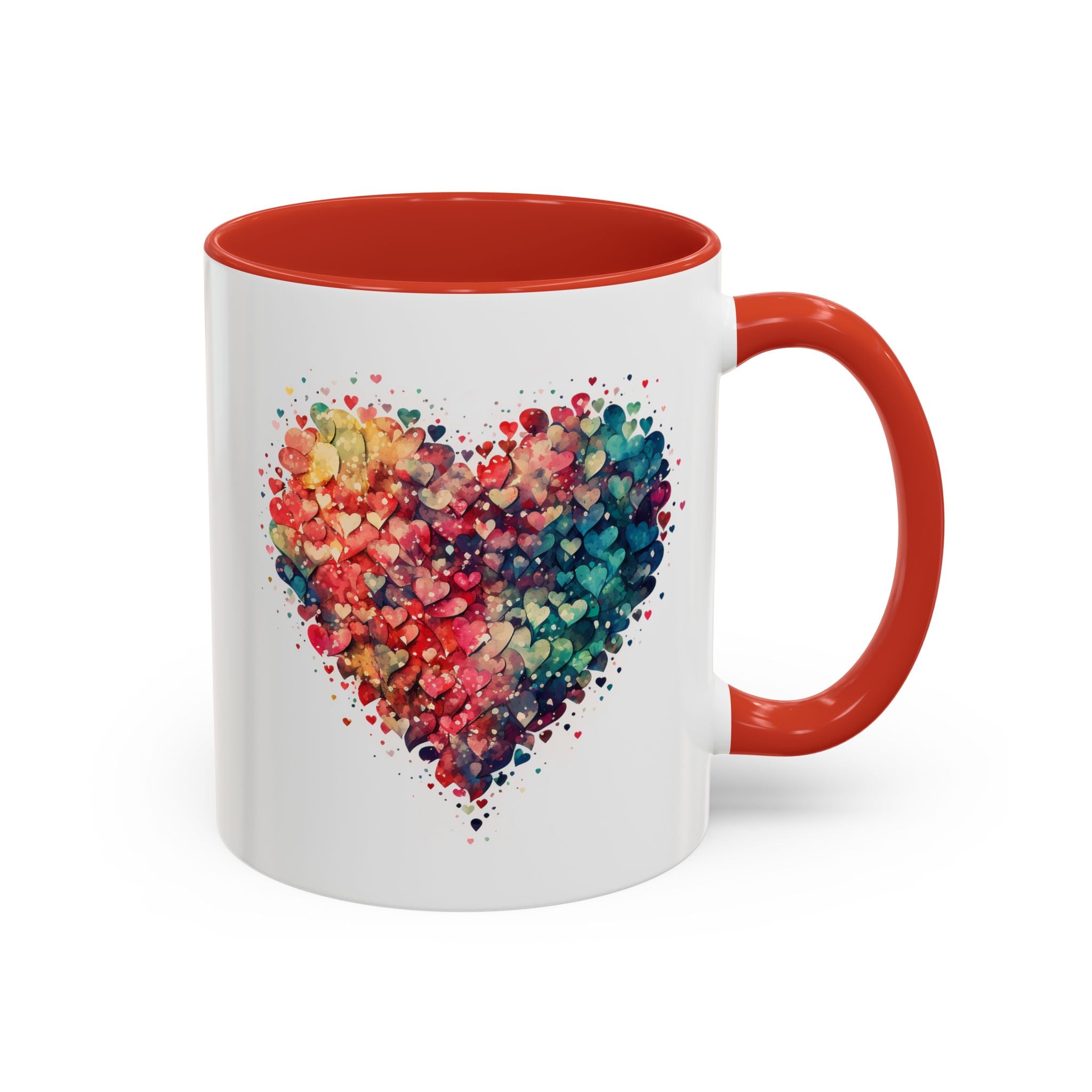 Watercolor Heart Coffee Mug, Heart Mug, Two-Tone Coffee Mugs, 11oz & 15oz Mug, Watercolor Heart Mug