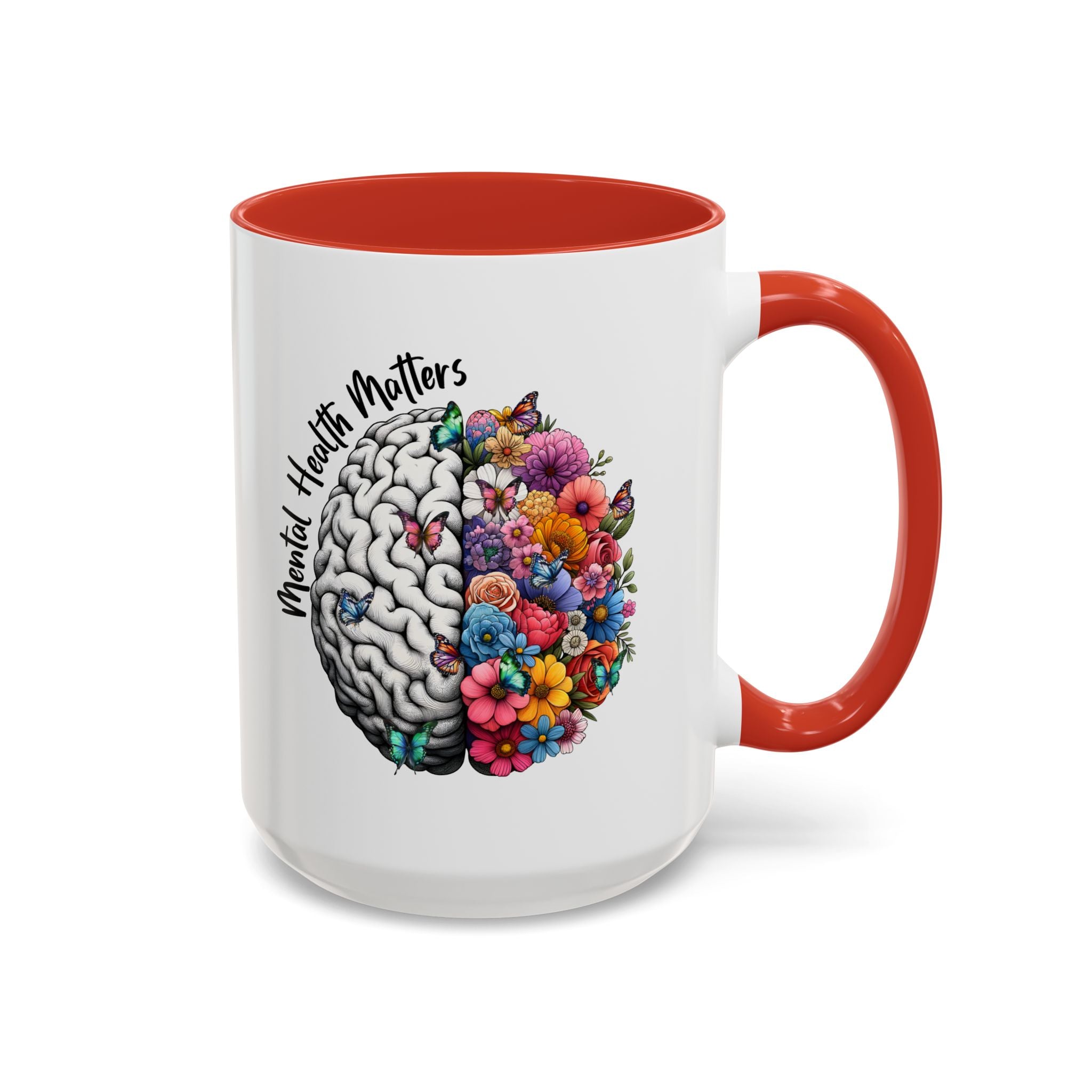 Mental Health Matters, Mental Health Coffee Mug, School Psychologist Mug, Inspirational Gift, Mental Health Awareness Mug, Floral Brain Mug