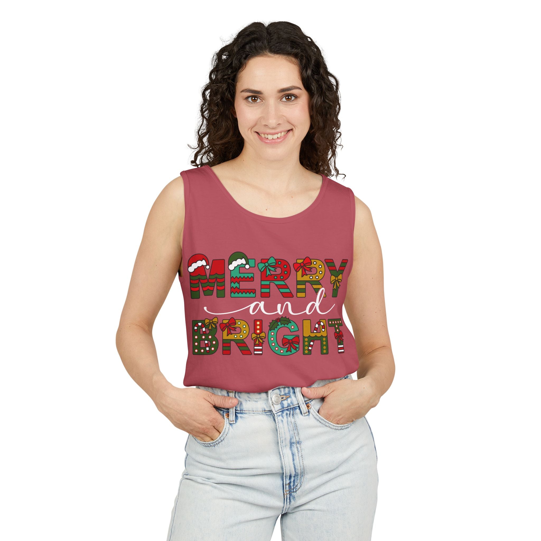 Merry and Bright Tank Top, Merry and Bright Christmas Tank Top, Holiday Shirt for Women, Unique Holiday Gift, Christmas Party Outfit, Xmas Shirts