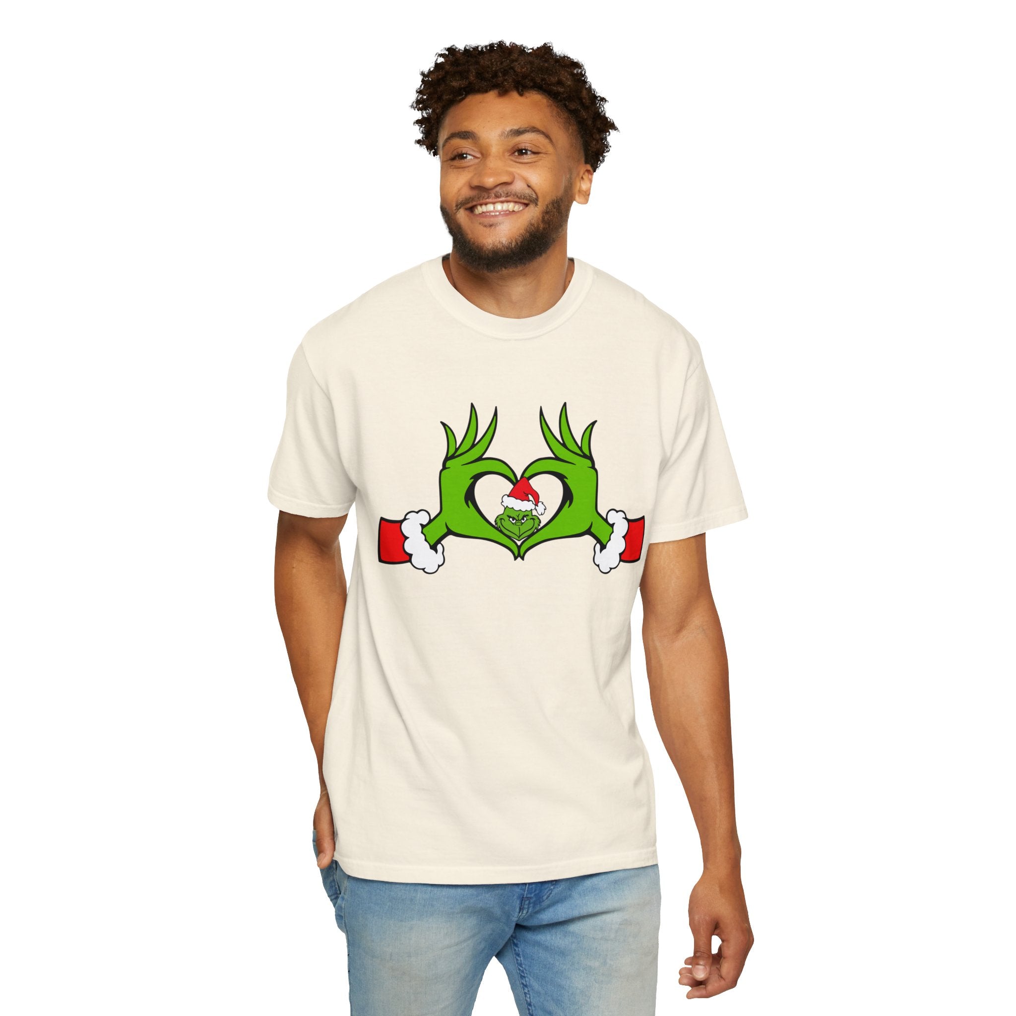 Grinch Heart Hands Graphic Tees, Grinch T-Shirt, Christmas Shirt, Xmas Clothing, Holiday T Shirts, Christmas Gifts, Christmas Party Shirt, Grinchmas T-shirt