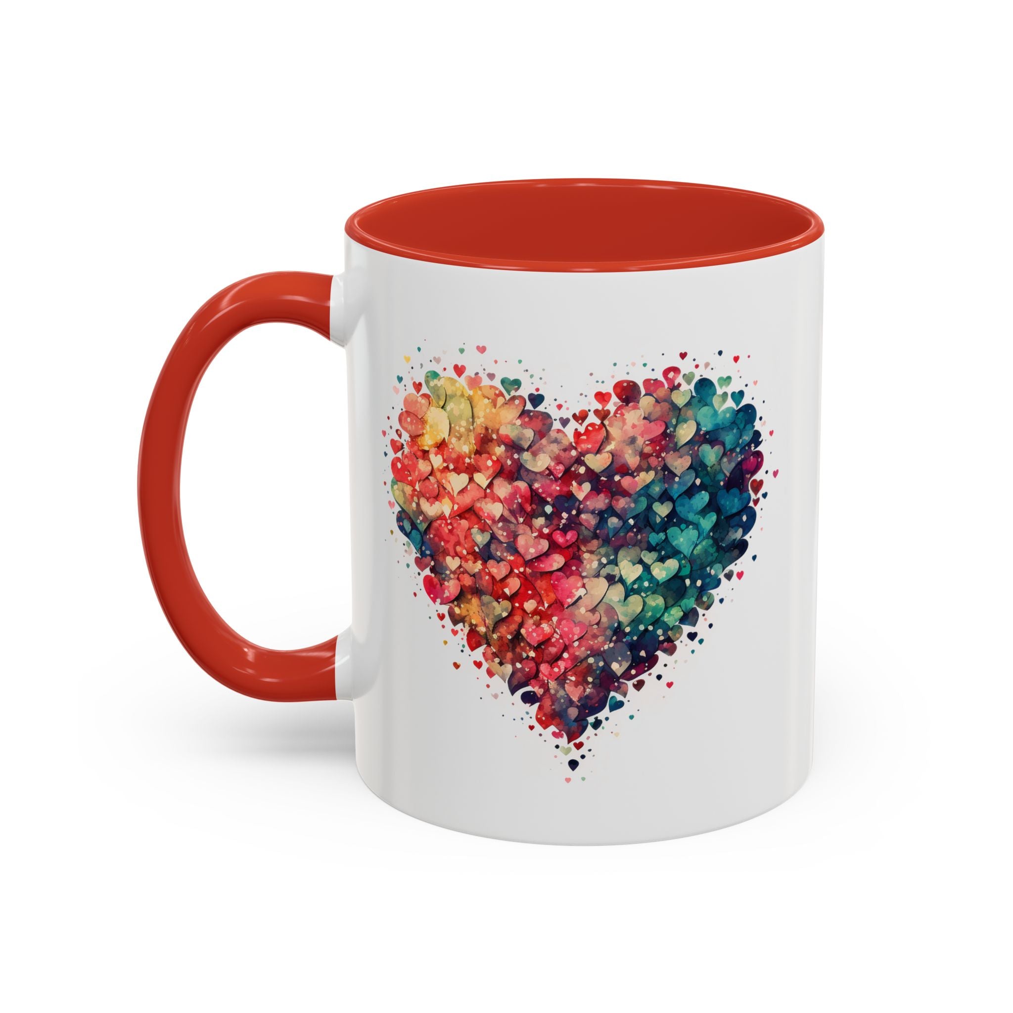 Watercolor Heart Coffee Mug, Heart Mug, Two-Tone Coffee Mugs, 11oz & 15oz Mug, Watercolor Heart Mug